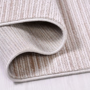 Cream Striped Area Rug – Machine Made Rug With 10 mm Pile, Washable Non Slip
