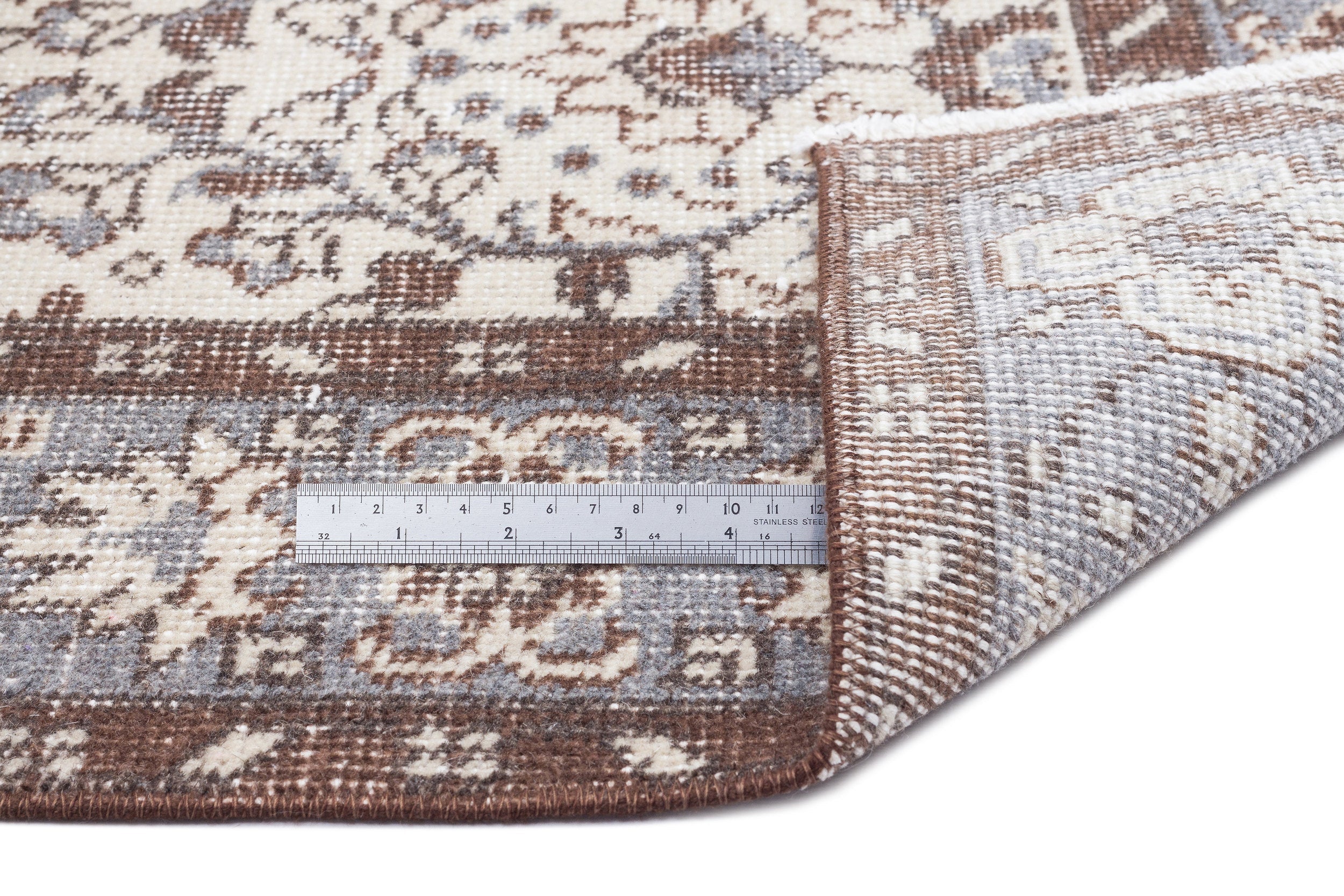 Atina Beige Vintage Wool Handmade Area Rug 5'1" x 9'5"