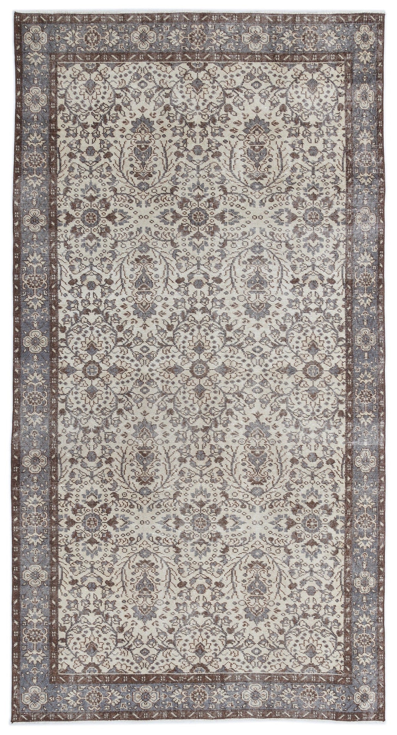 Atina Beige Vintage Wool Handmade Area Rug 5'1" x 9'5"