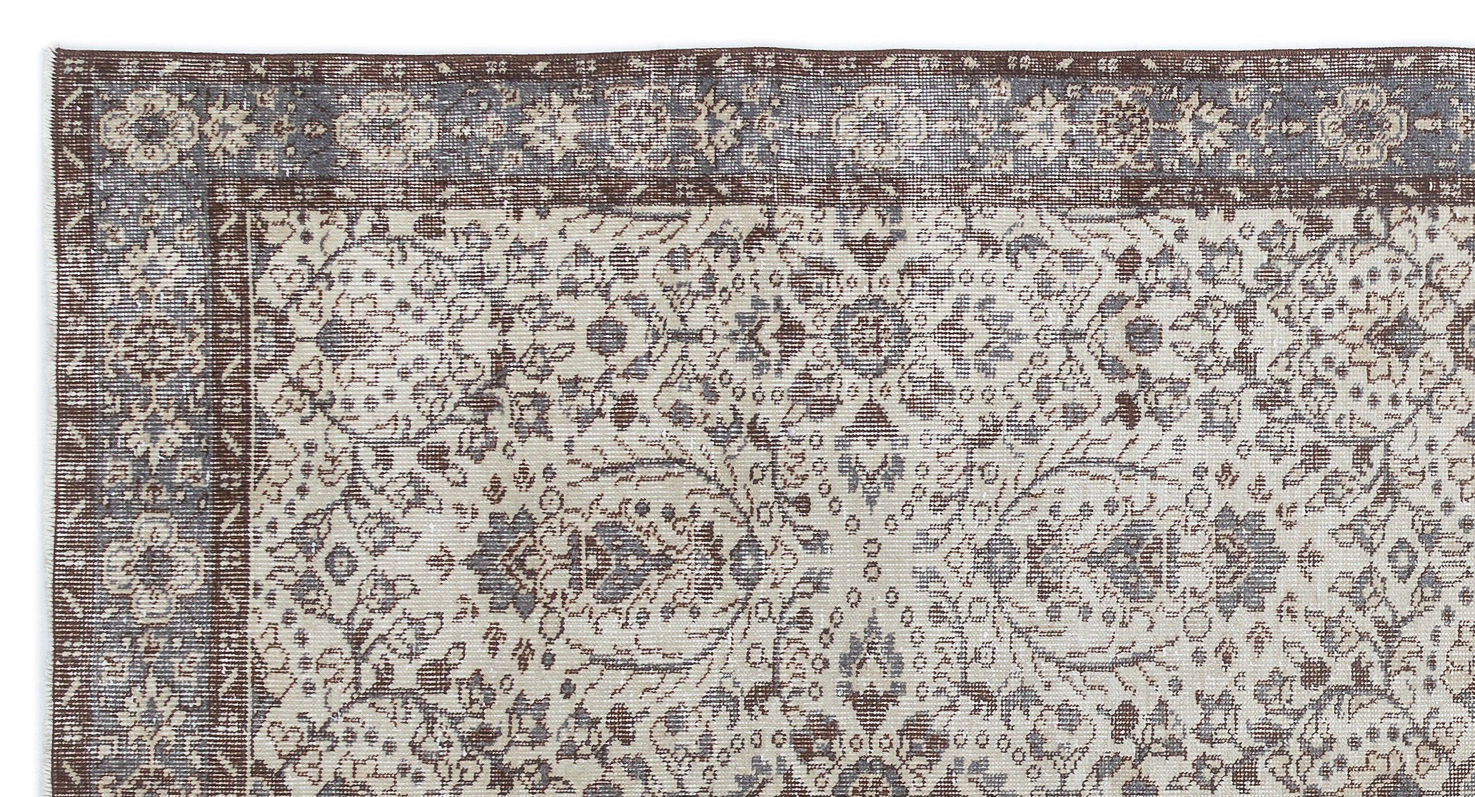 Atina Beige Vintage Wool Handmade Area Rug 5'1" x 9'5"