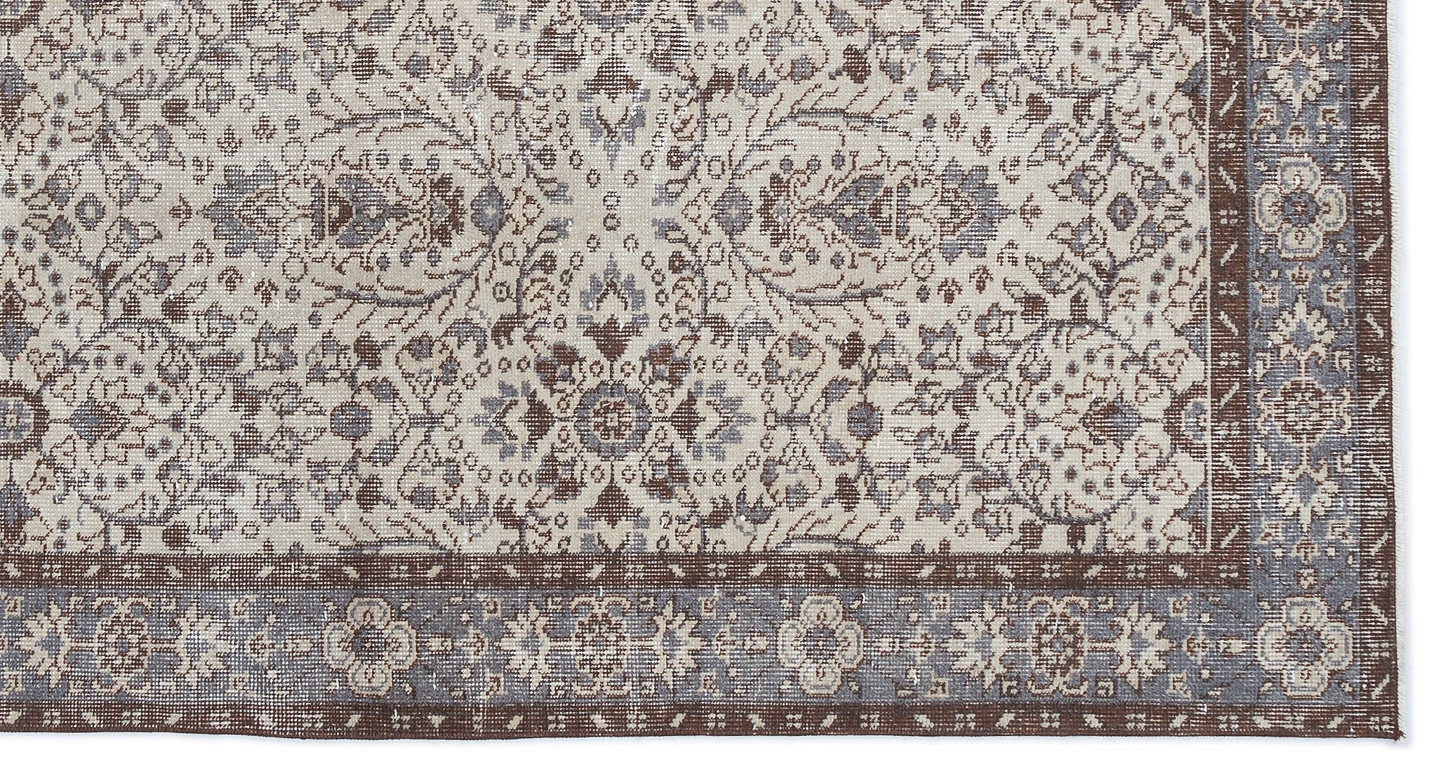 Atina Beige Vintage Wool Handmade Area Rug 5'1" x 9'5"