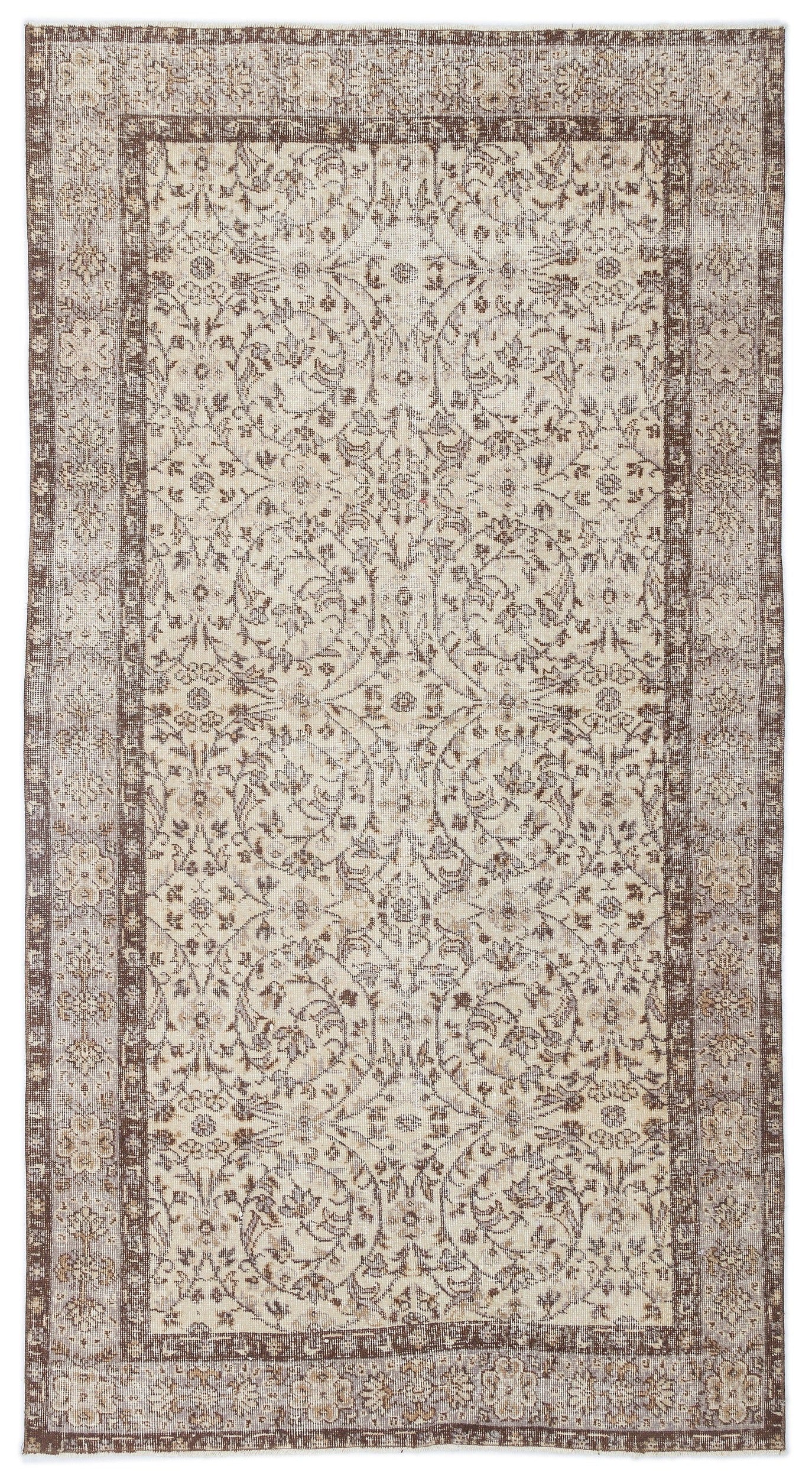 Atina Beige Vintage Wool Handmade Area Rug 4'8" x 8'9"