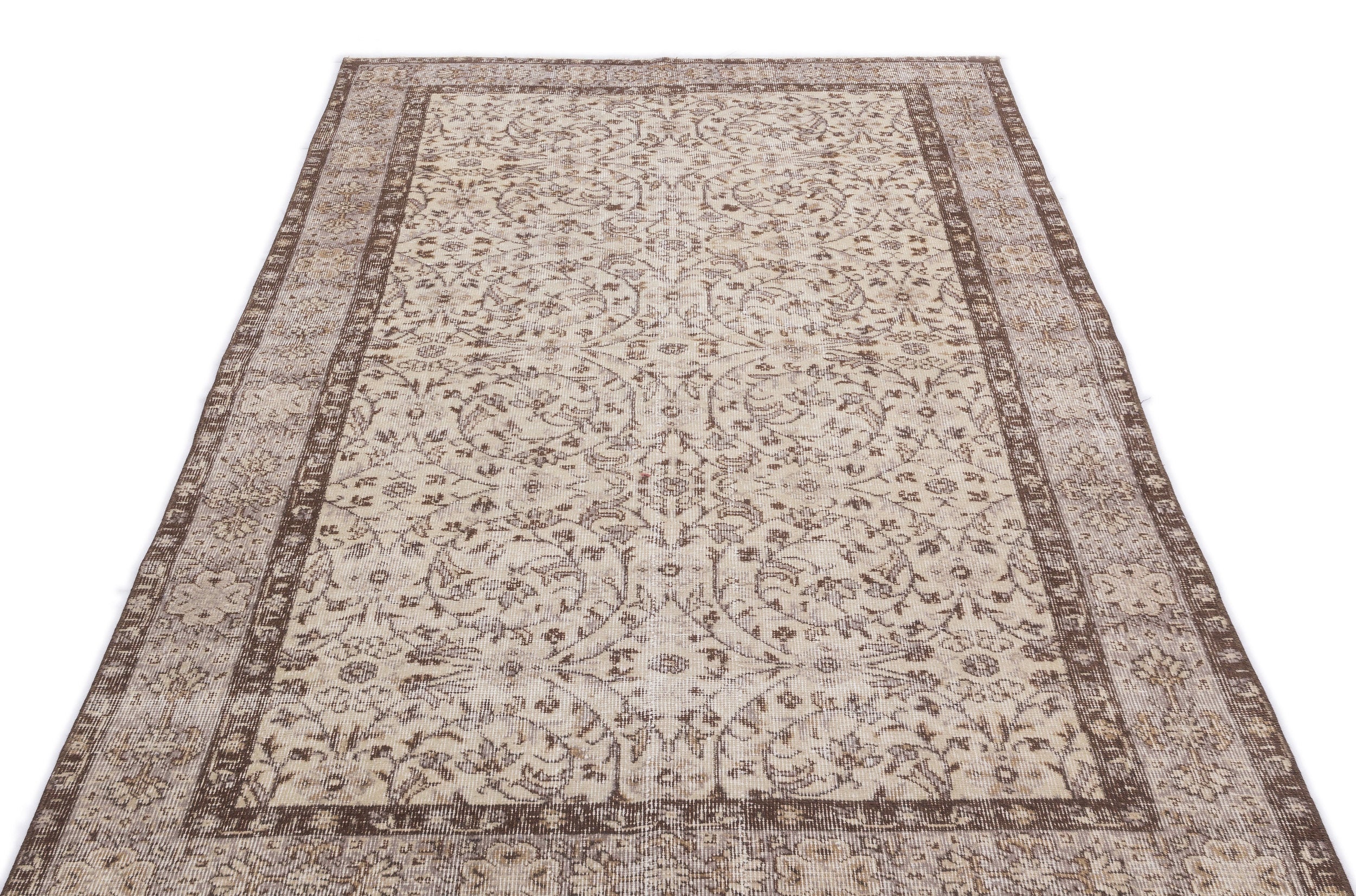 Atina Beige Vintage Wool Handmade Area Rug 4'8" x 8'9"