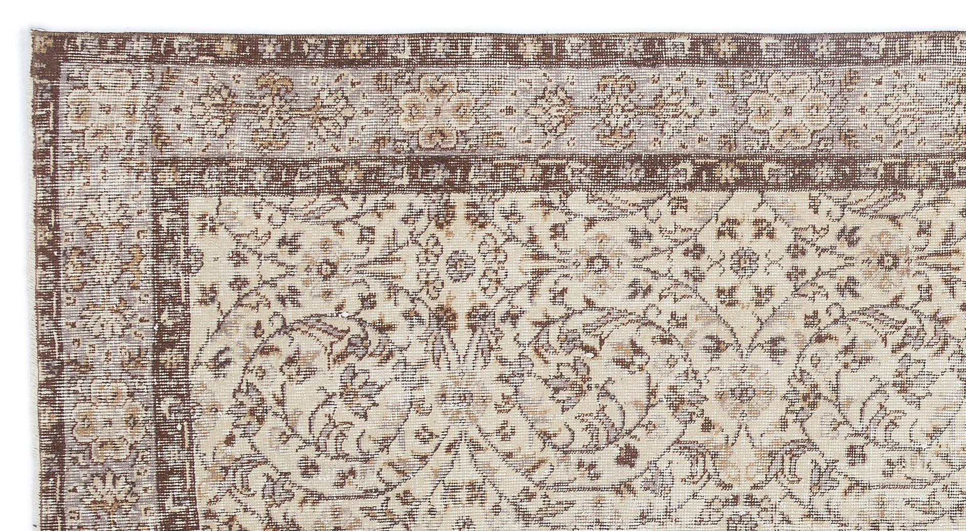 Atina Beige Vintage Wool Handmade Area Rug 4'8" x 8'9"