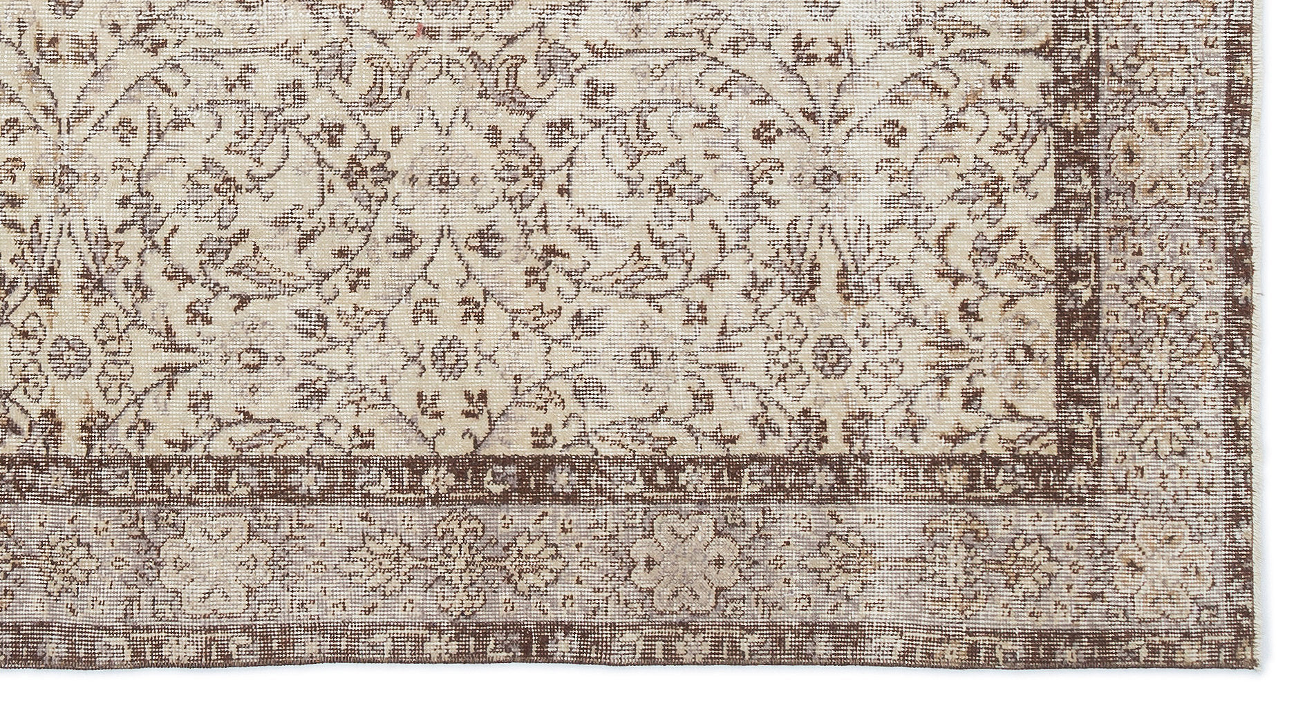 Atina Beige Vintage Wool Handmade Area Rug 4'8" x 8'9"