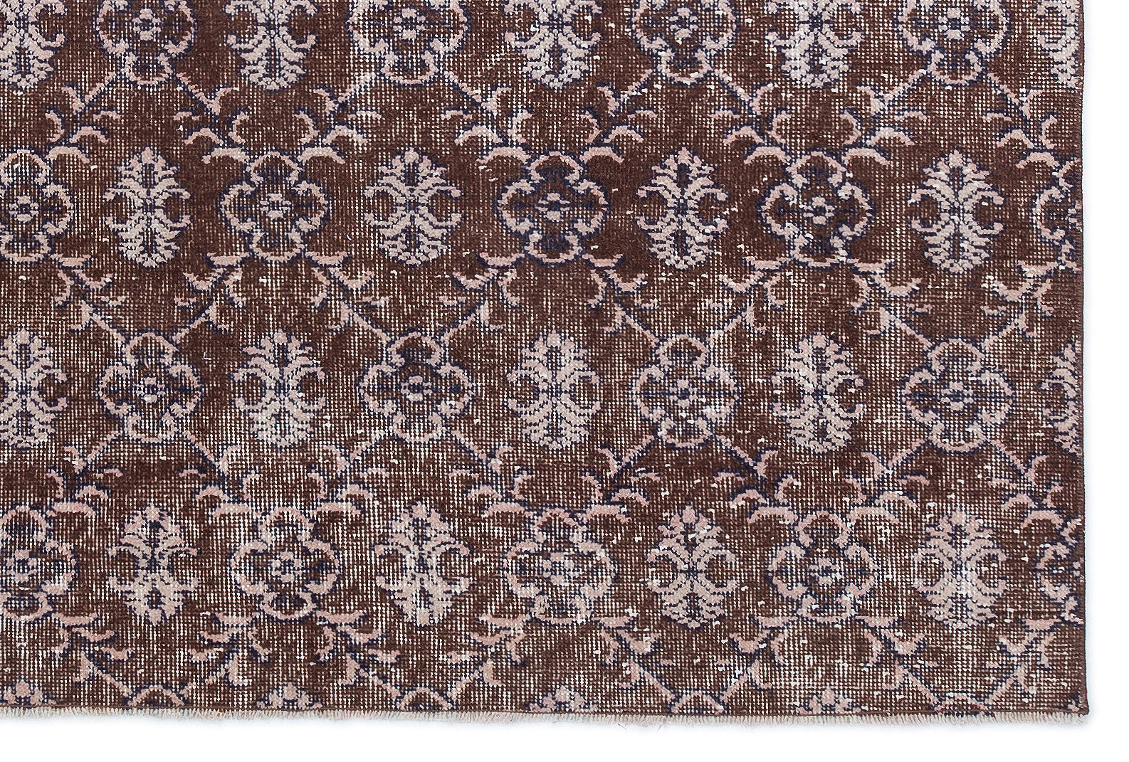 Atina Brown Vintage Wool Handmade Area Rug 4'11" x 7'3"