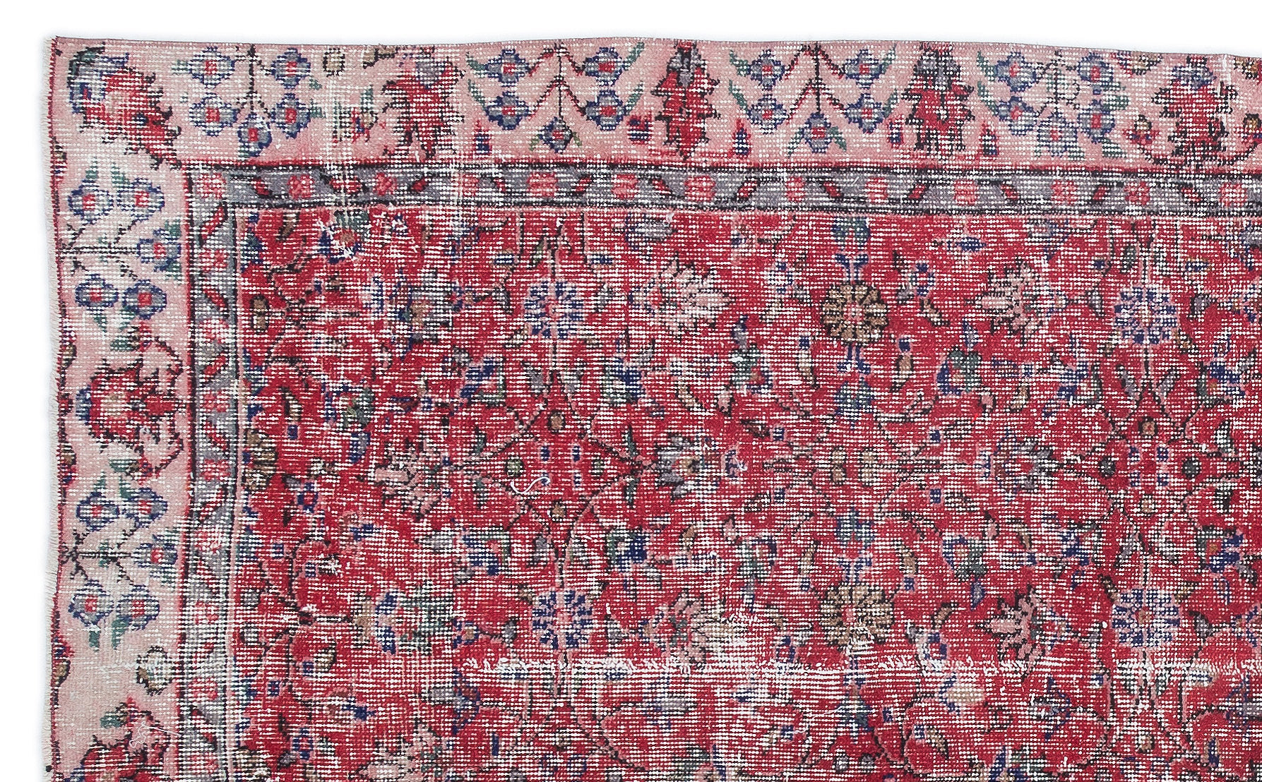 Atina Red Vintage Wool Handmade Area Rug 5'0" x 8'2"