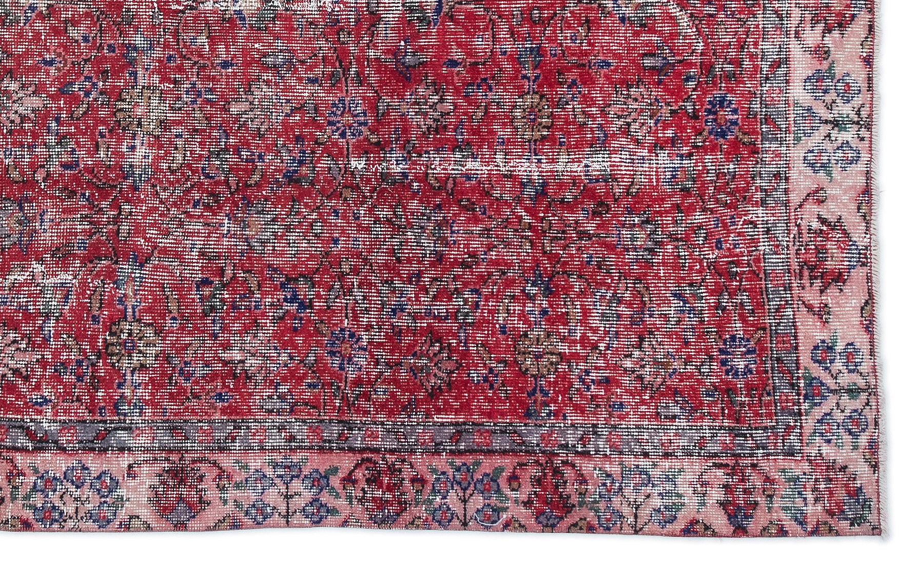 Atina Red Vintage Wool Handmade Area Rug 5'0" x 8'2"
