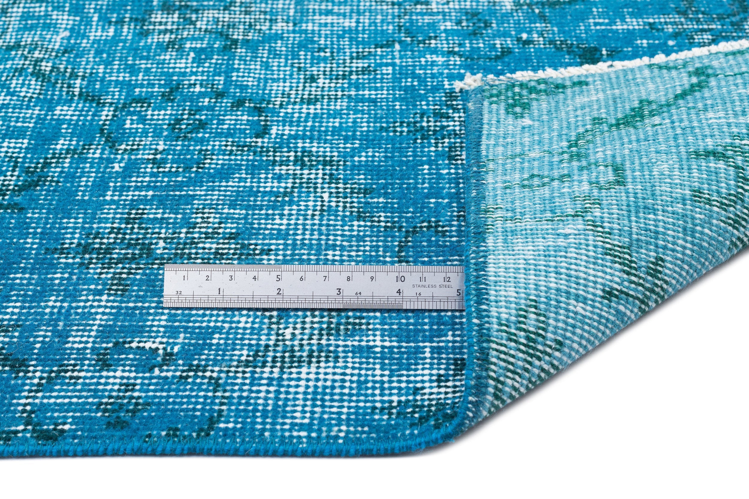 Atina Turquoise Vintage Wool Handmade Area Rug 3'11" x 6'11"