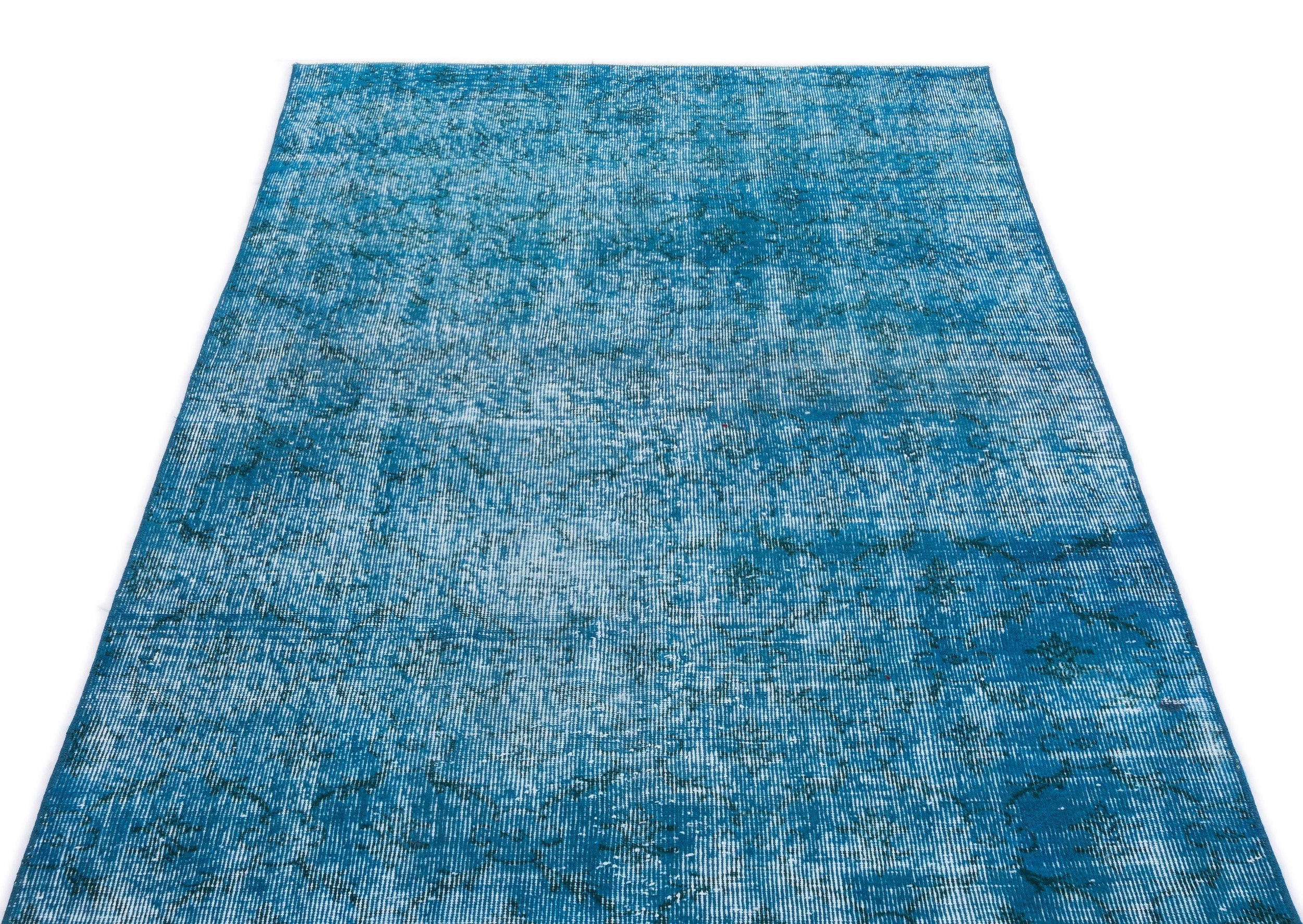 Atina Turquoise Vintage Wool Handmade Area Rug 3'11" x 6'11"