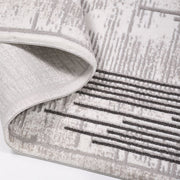 Grey Striped Area Rug - Machine Made Rug with 600000 Stitches | Durable Polyester Carpet