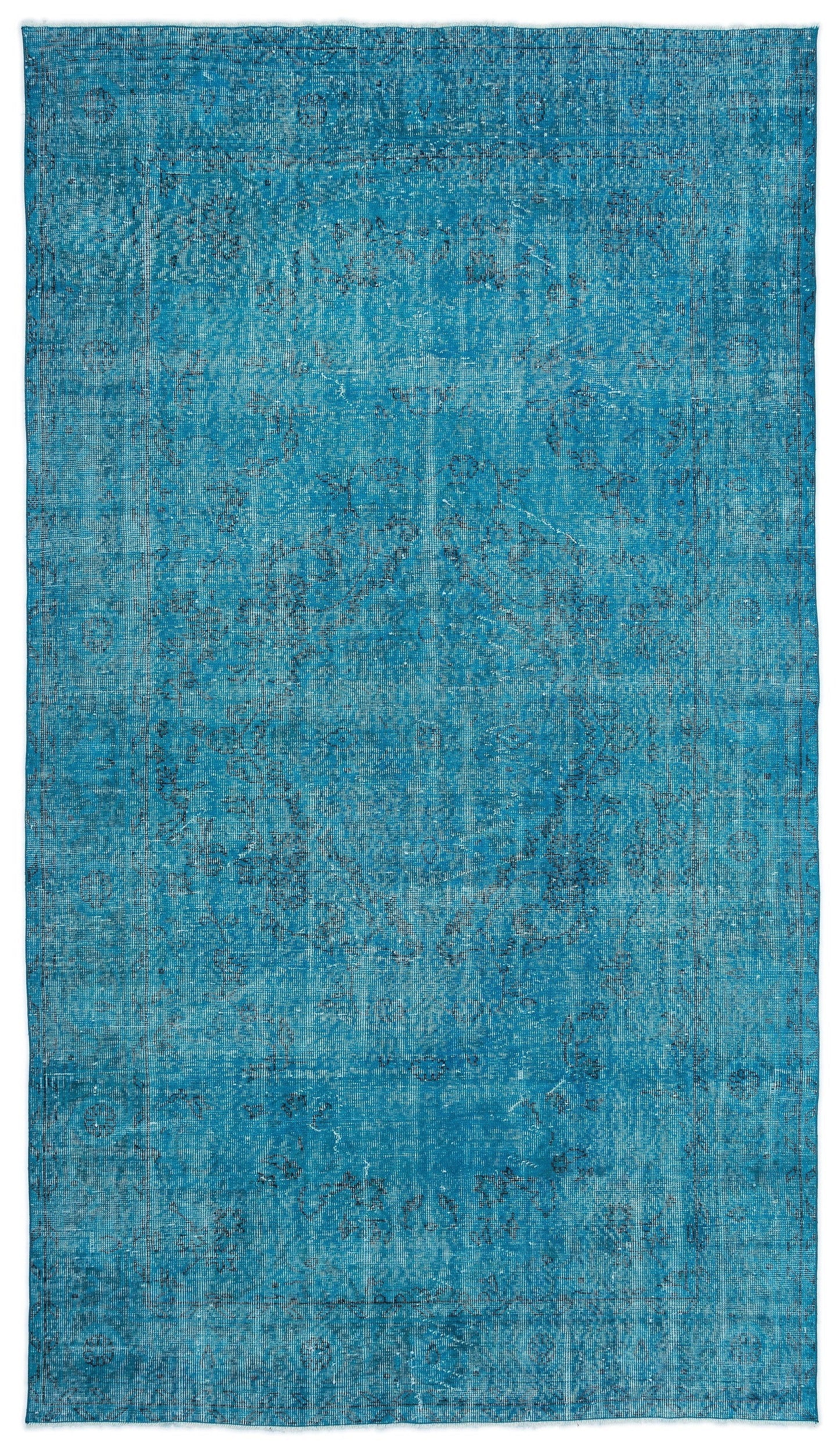 Atina Turquoise Vintage Wool Handmade Area Rug 5'7" x 9'9"