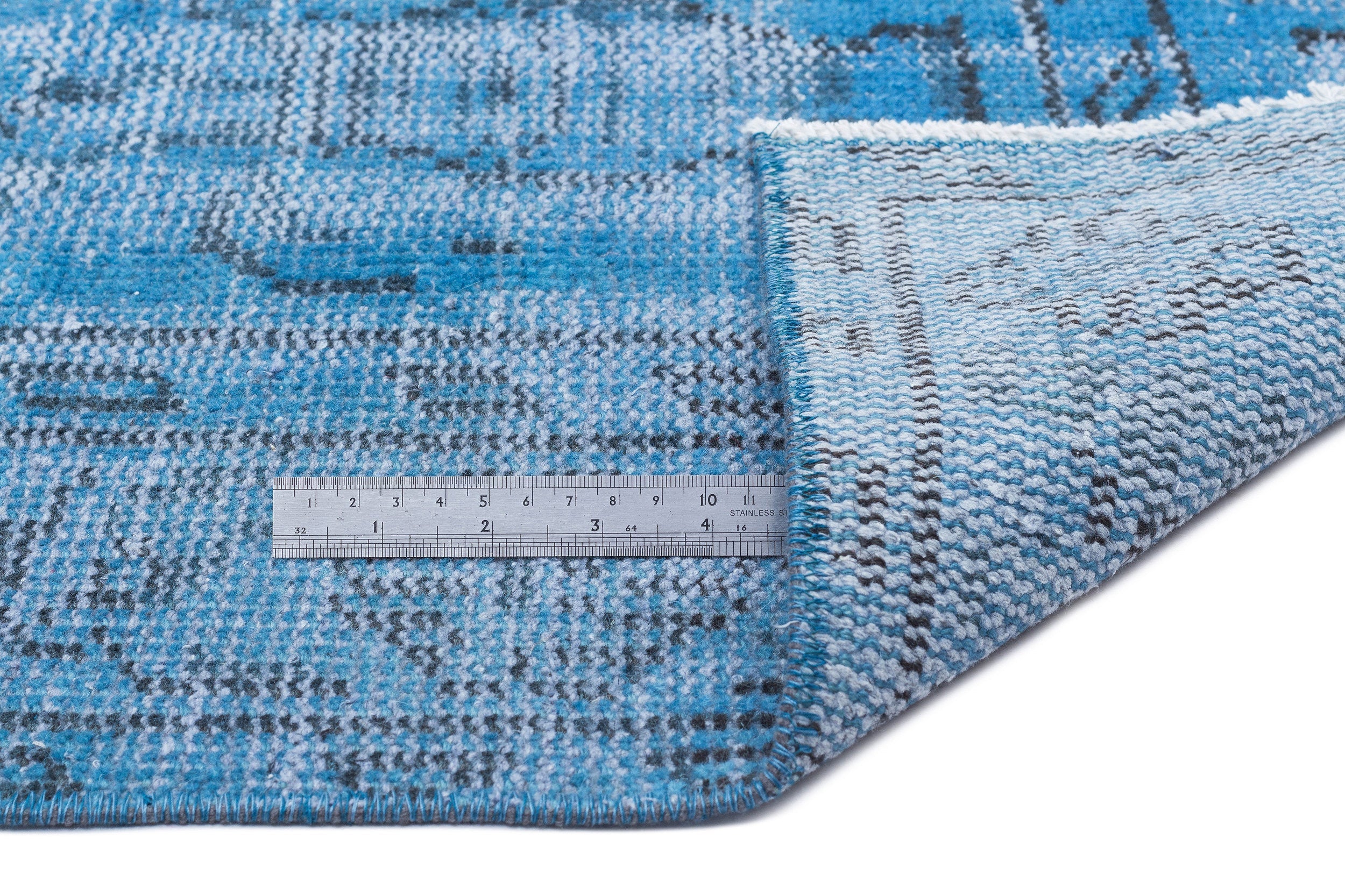 Atina Turquoise Vintage Wool Handmade Area Rug 4'10" x 8'1"