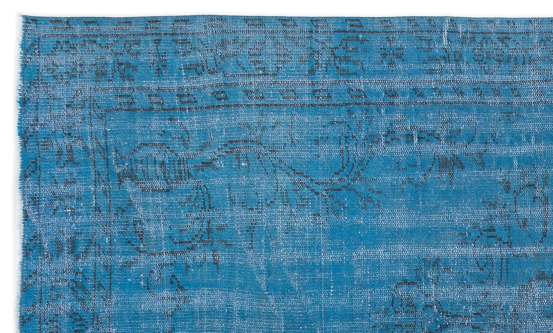 Atina Turquoise Vintage Wool Handmade Area Rug 4'10" x 8'1"