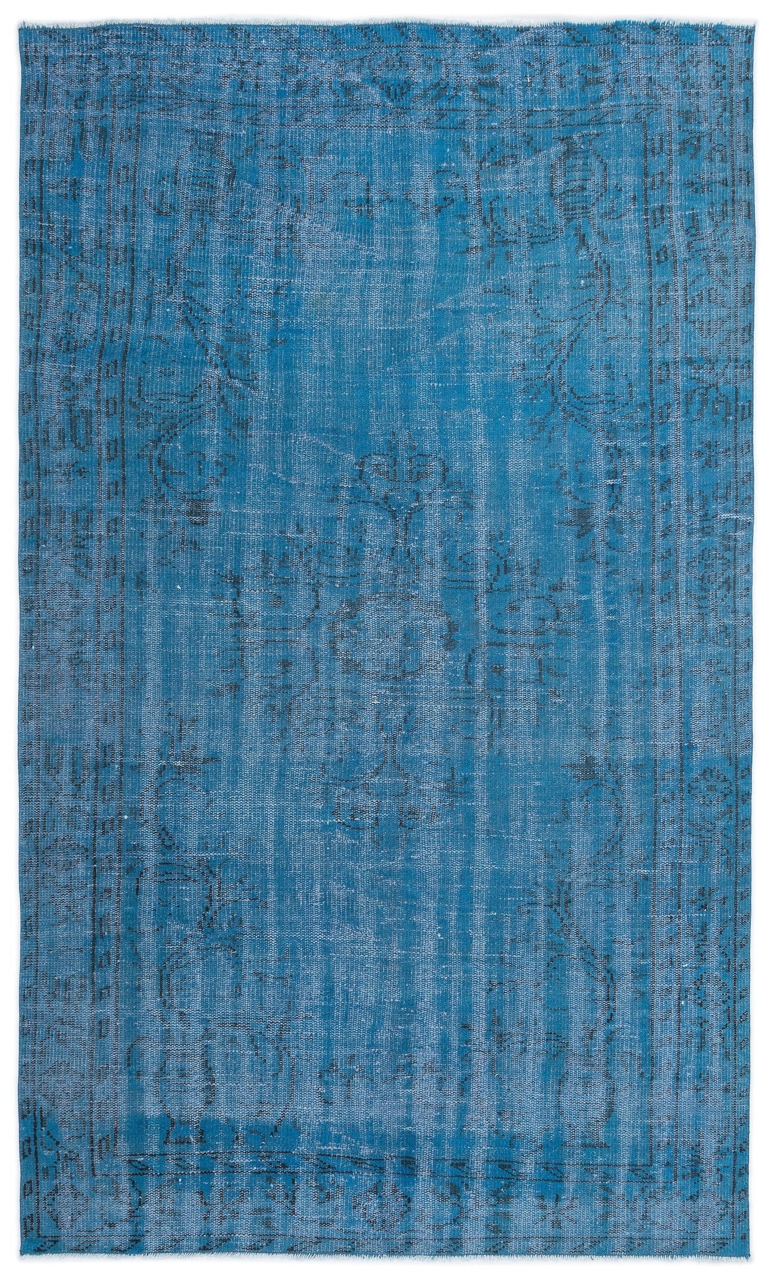 Atina Turquoise Vintage Wool Handmade Area Rug 4'10" x 8'1"