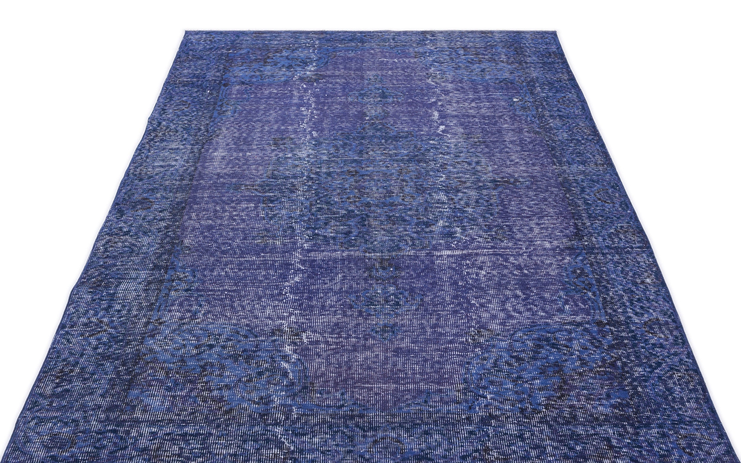 Atina Blue Vintage Wool Handmade Area Rug 4'7" x 8'3"