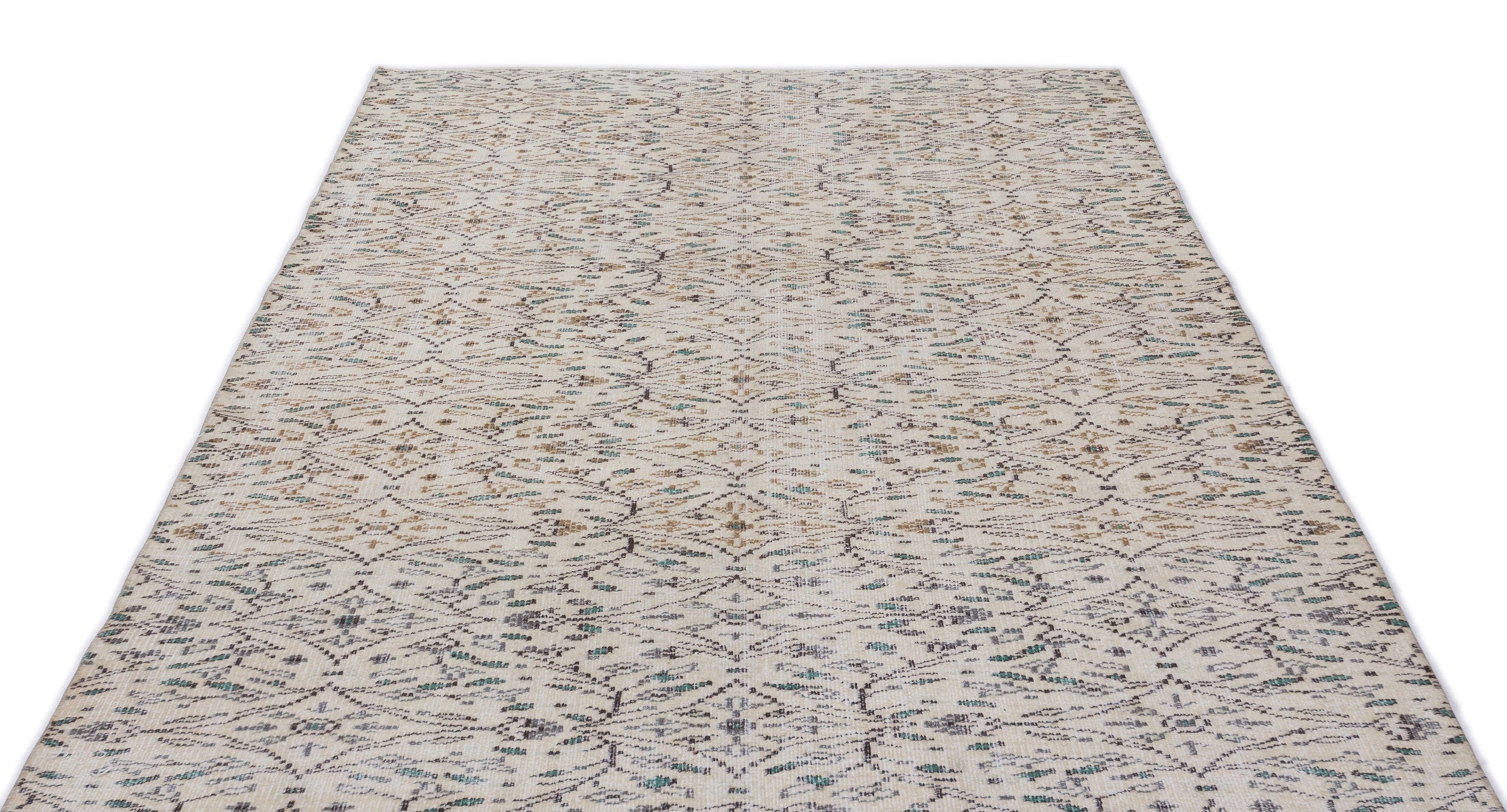 Atina Cream Vintage Wool Handmade Area Rug 5'4" x 8'6"