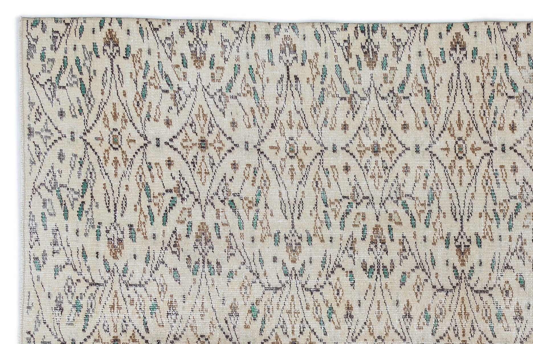 Atina Cream Vintage Wool Handmade Area Rug 5'4" x 8'6"
