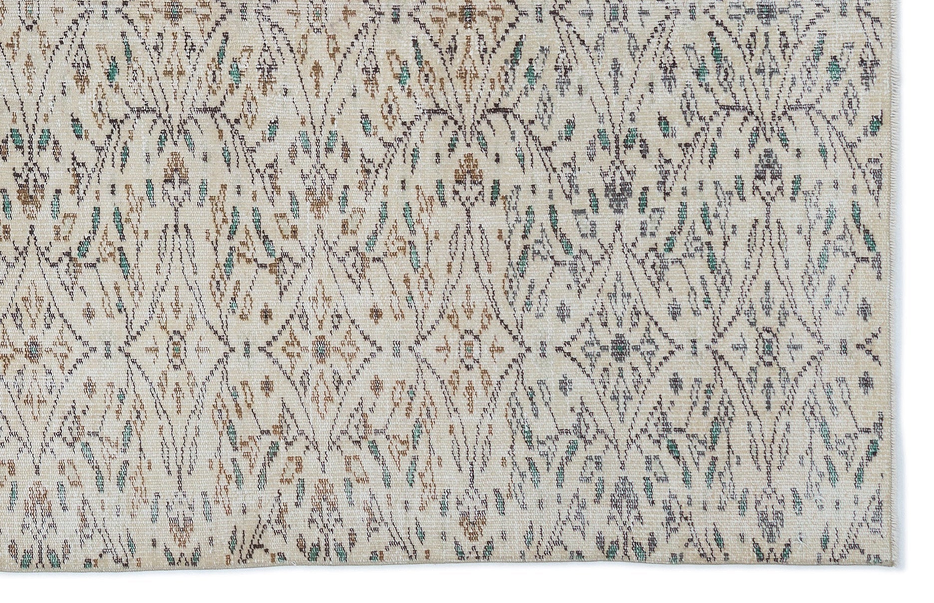 Atina Cream Vintage Wool Handmade Area Rug 5'4" x 8'6"