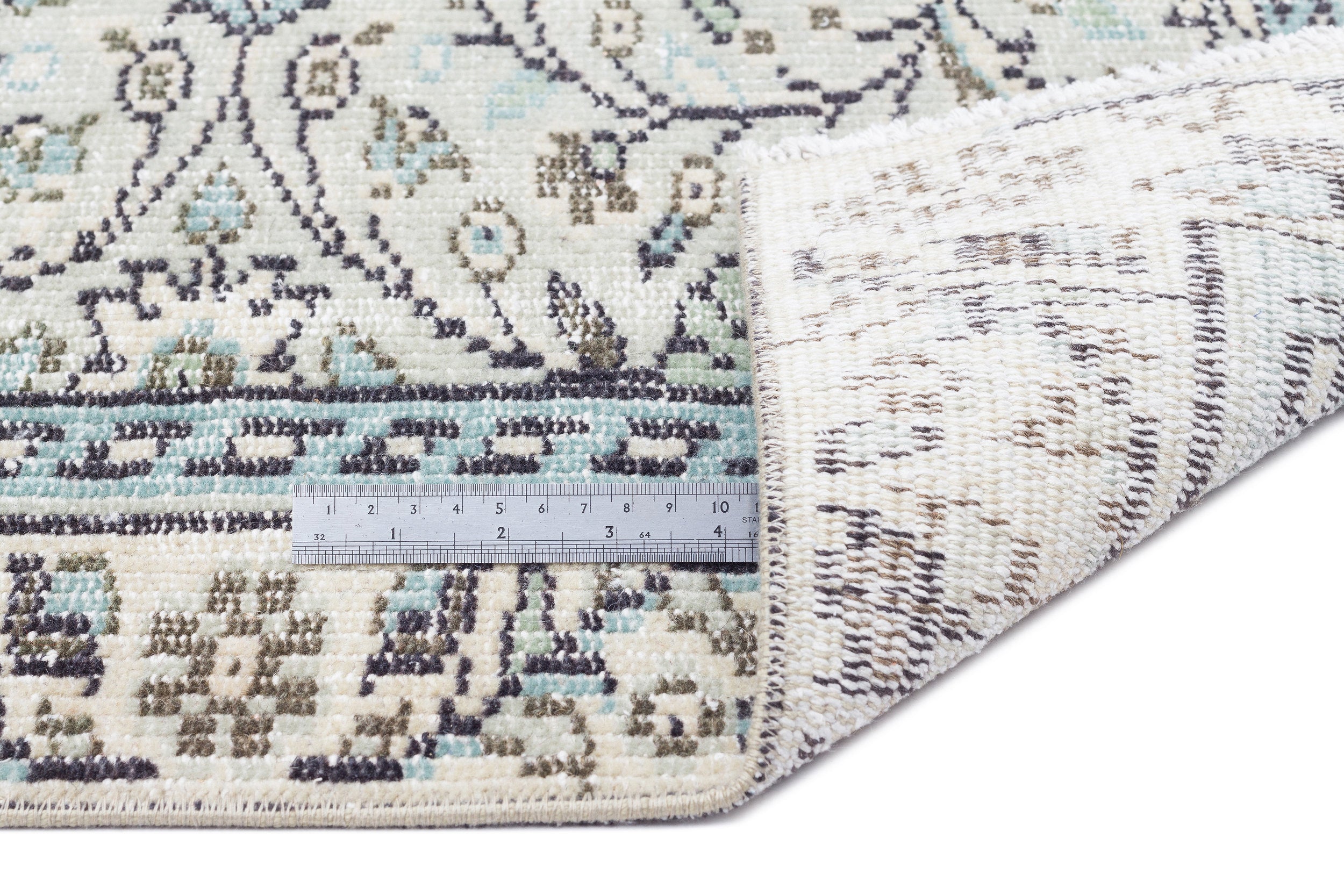 Atina Beige Vintage Wool Handmade Area Rug 4'9" x 7'8"