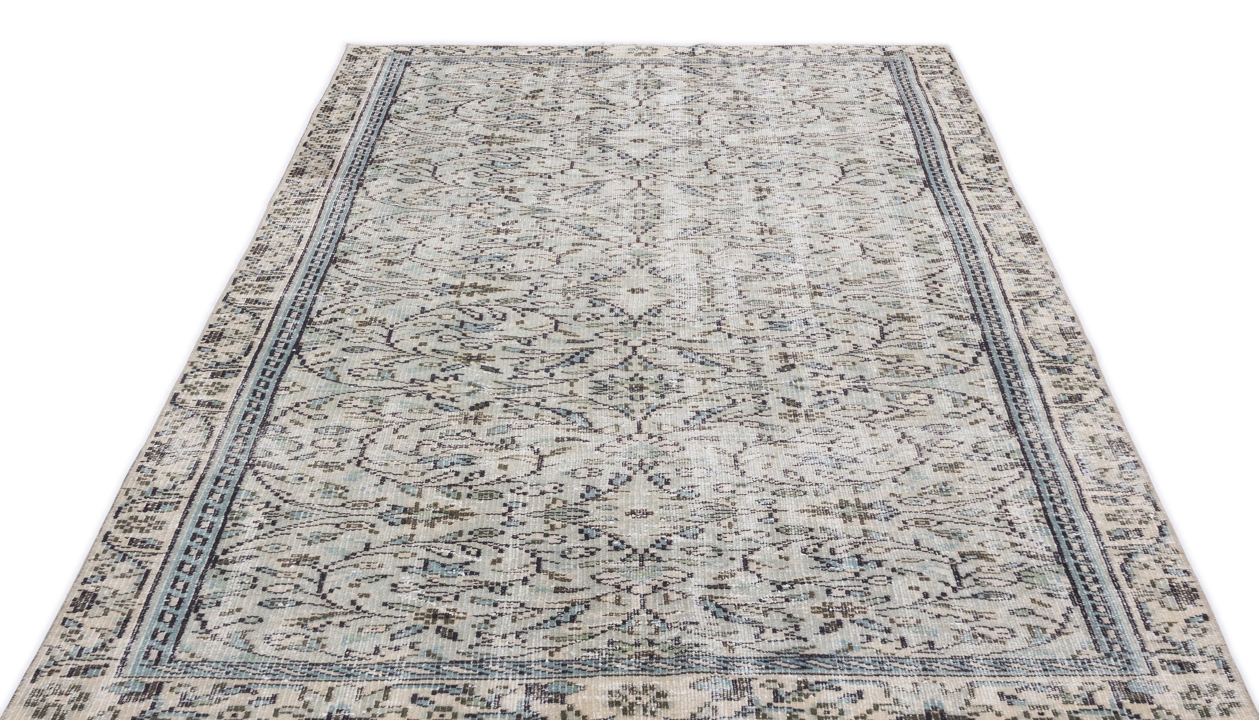 Atina Beige Vintage Wool Handmade Area Rug 4'9" x 7'8"