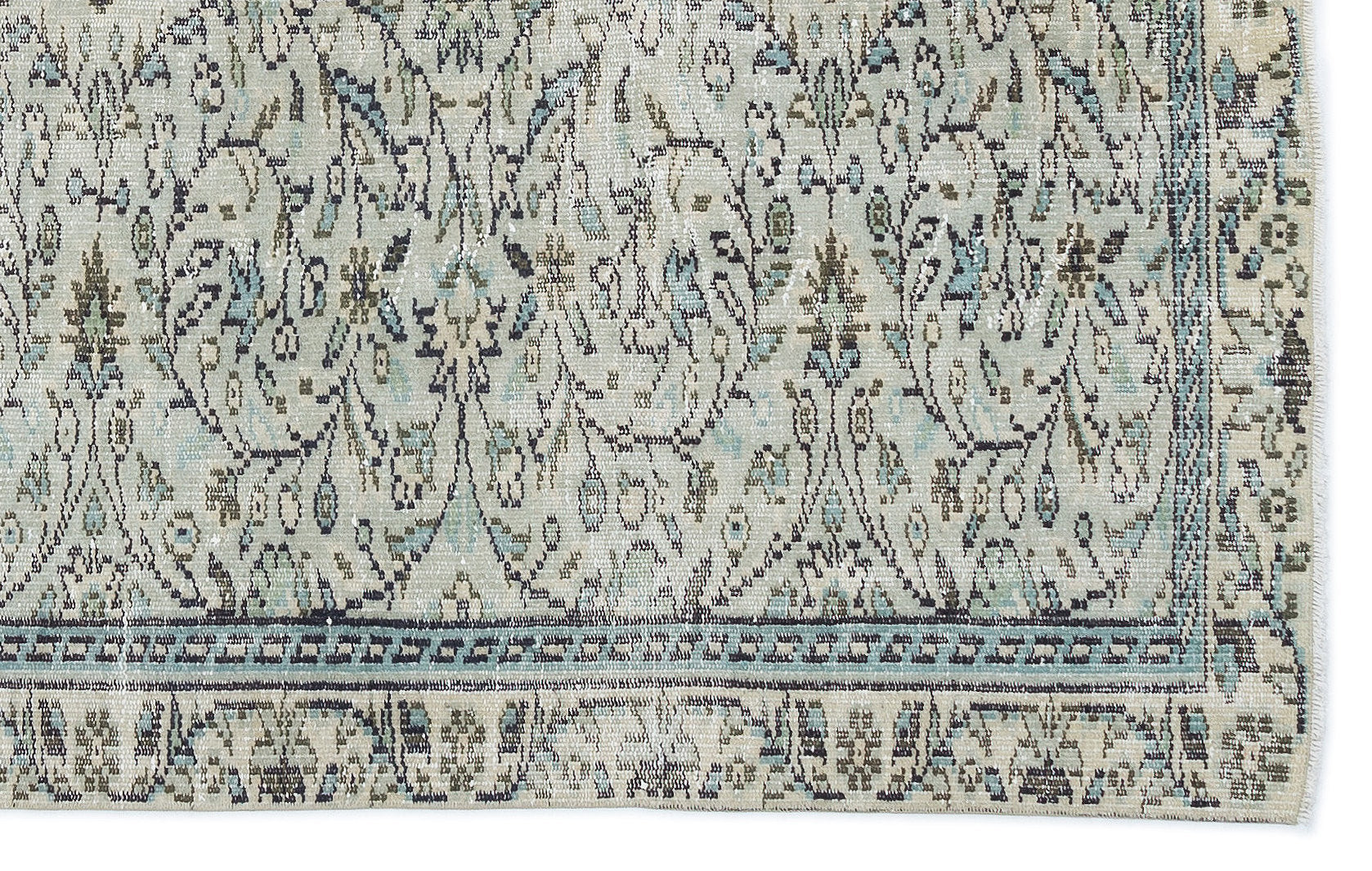 Atina Beige Vintage Wool Handmade Area Rug 4'9" x 7'8"