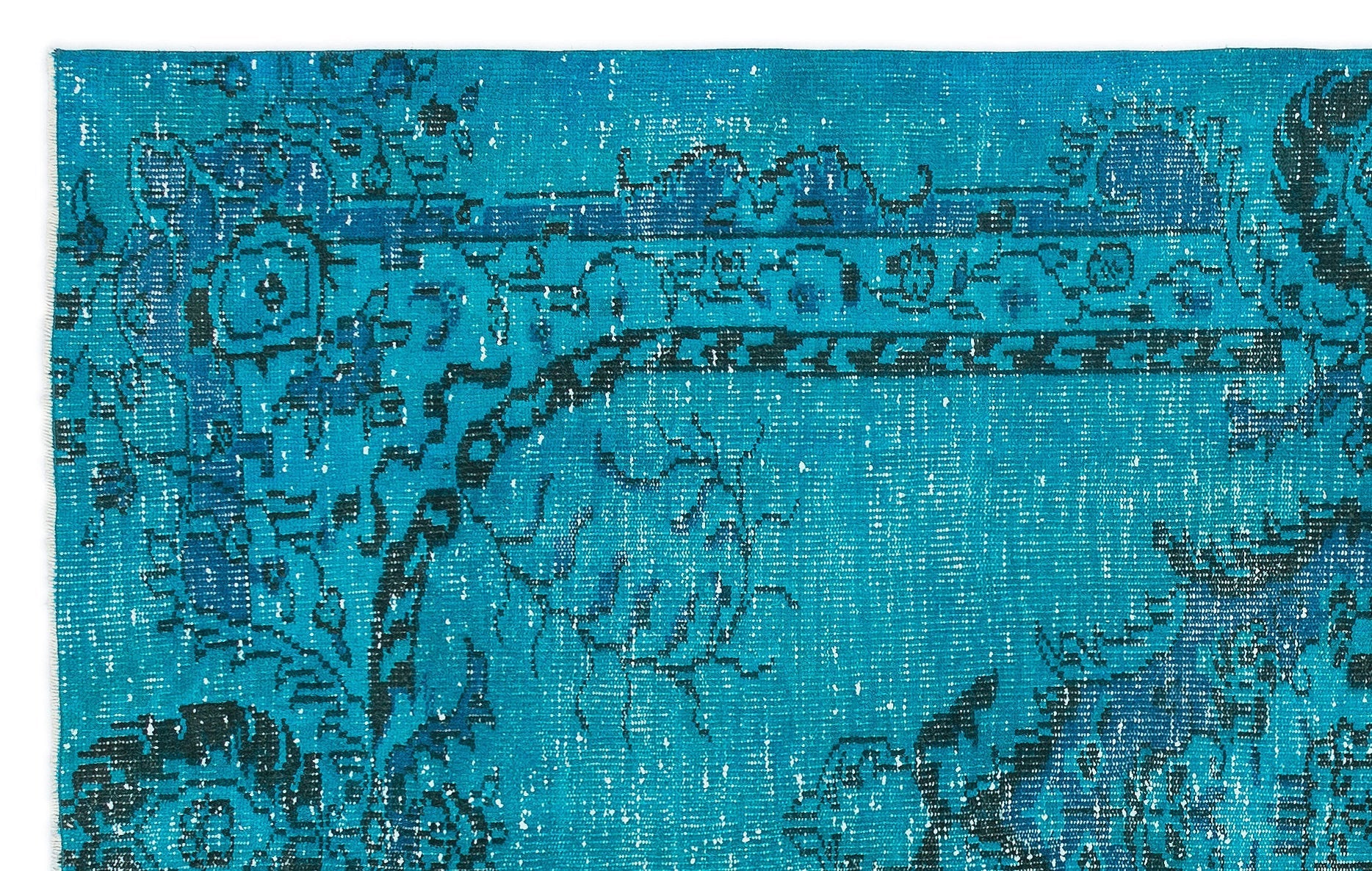 Atina Turquoise Vintage Wool Handmade Area Rug 5'1" x 8'11"