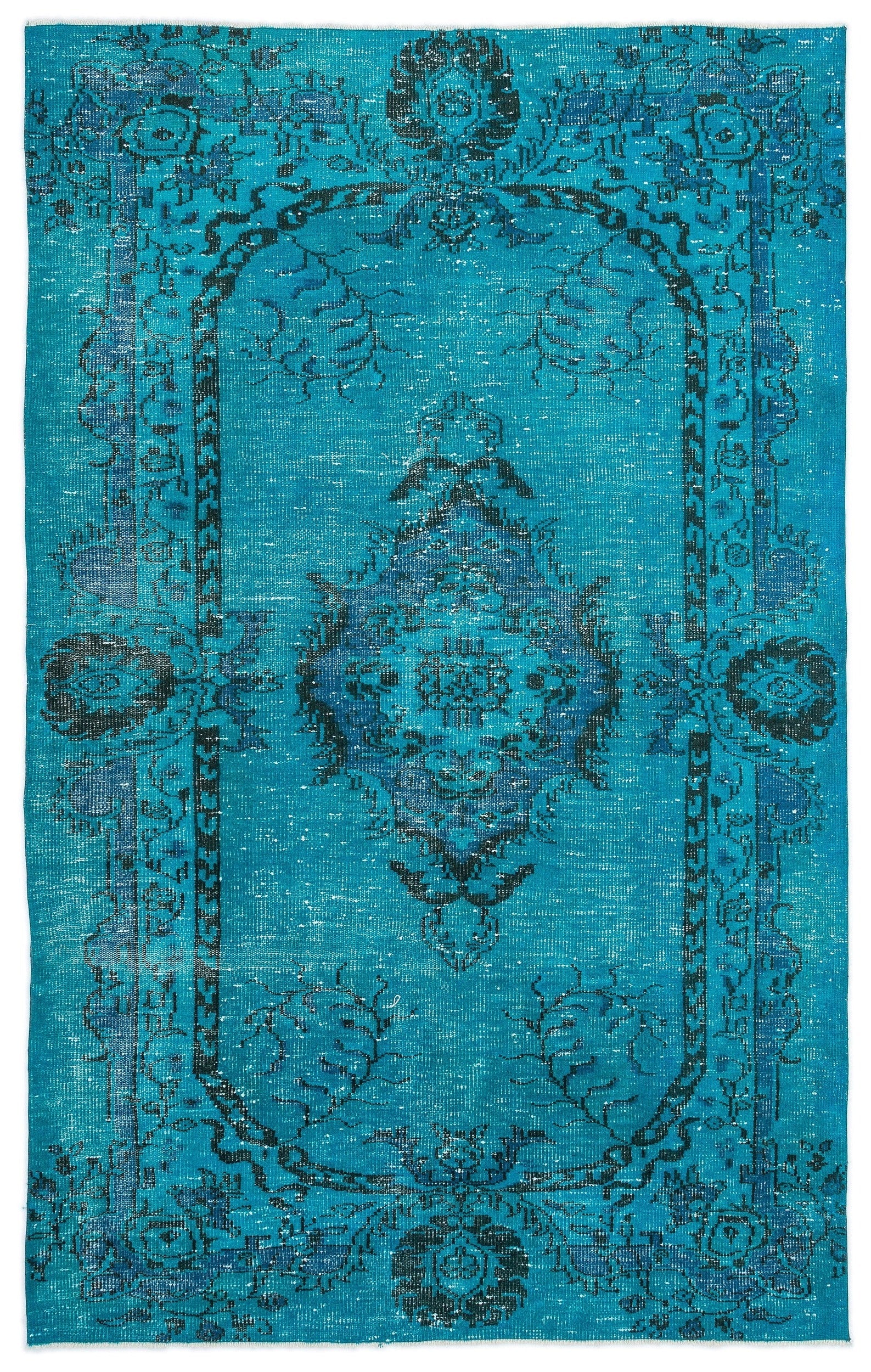 Atina Turquoise Vintage Wool Handmade Area Rug 5'1" x 8'11"