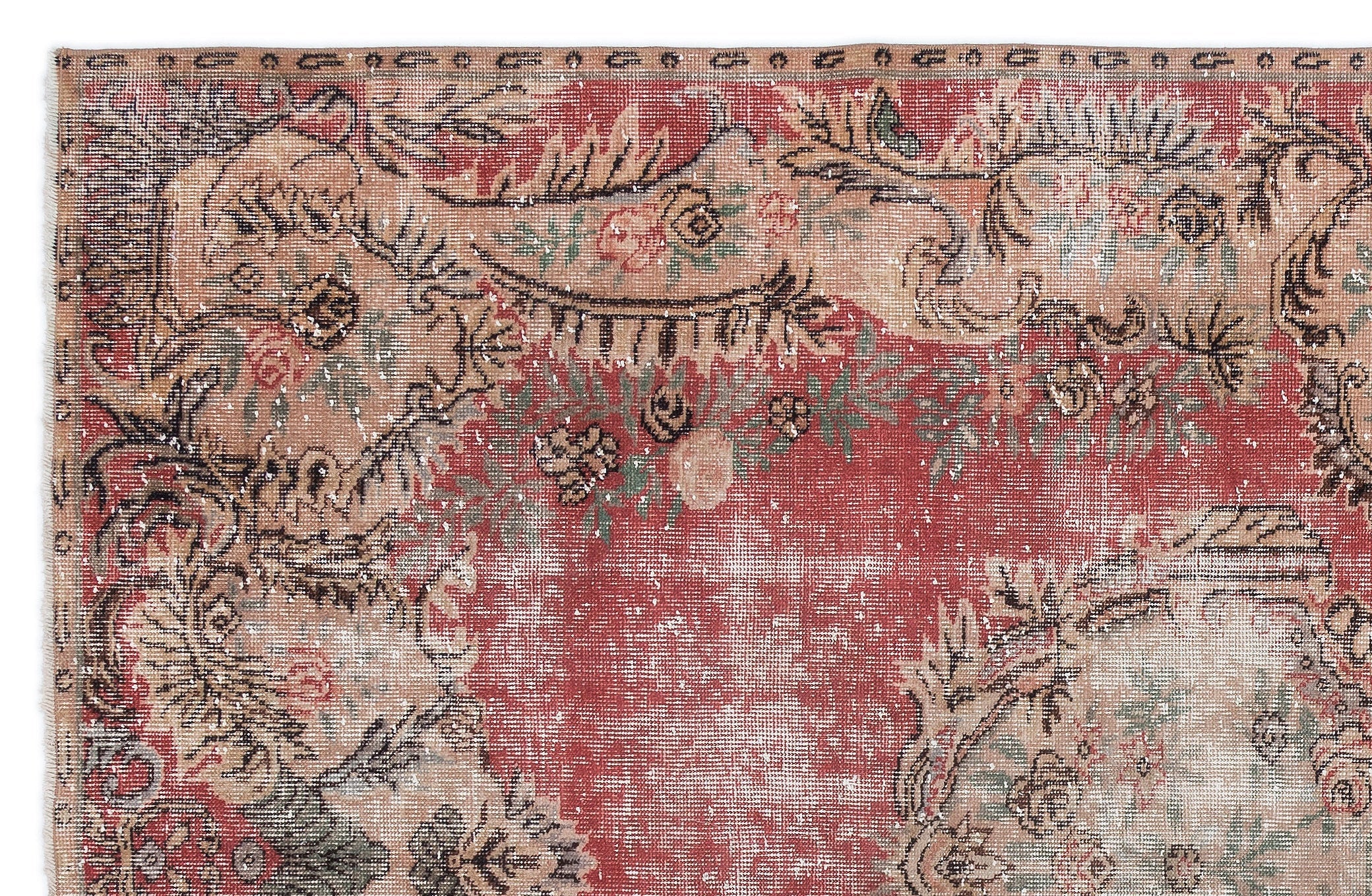 Atina Red Vintage Wool Handmade Area Rug 6'1" x 9'6"