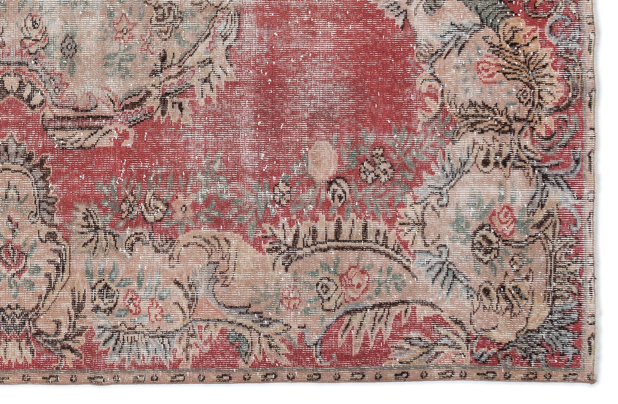 Atina Red Vintage Wool Handmade Area Rug 6'1" x 9'6"