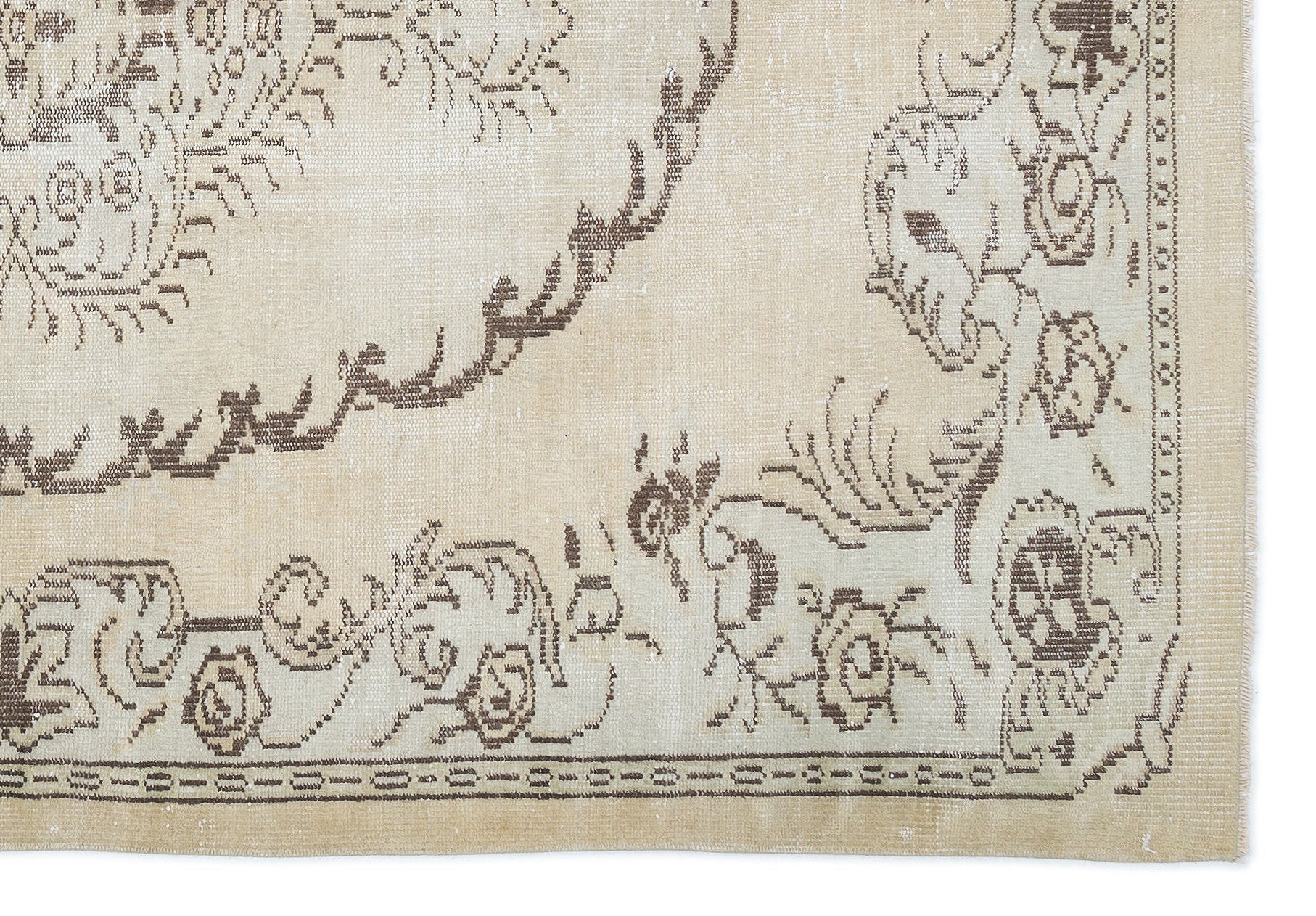 Atina Beige Vintage Wool Handmade Area Rug 5'5" x 8'6"