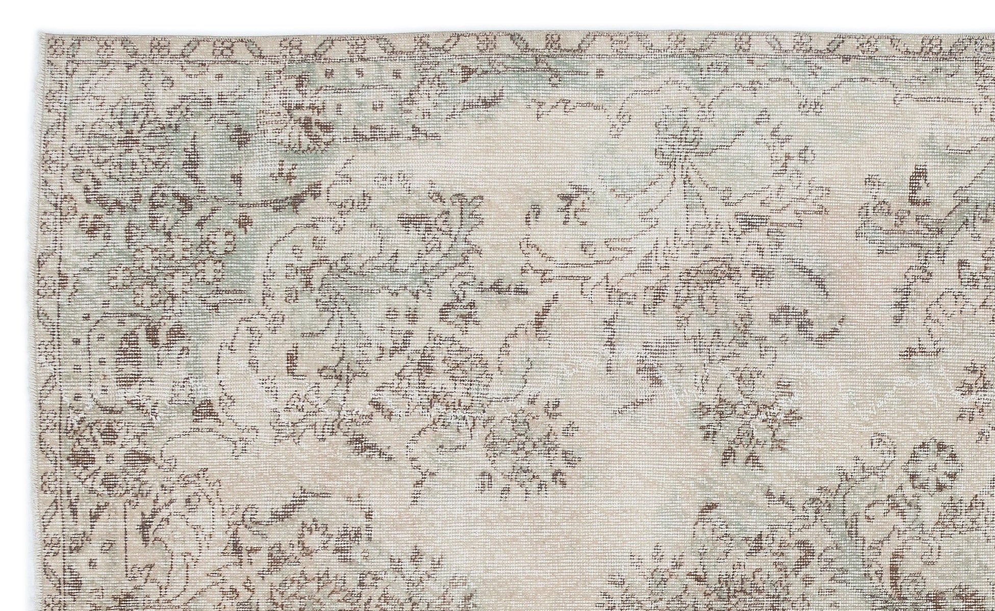 Atina Beige Vintage Wool Handmade Area Rug 5'6" x 9'3"