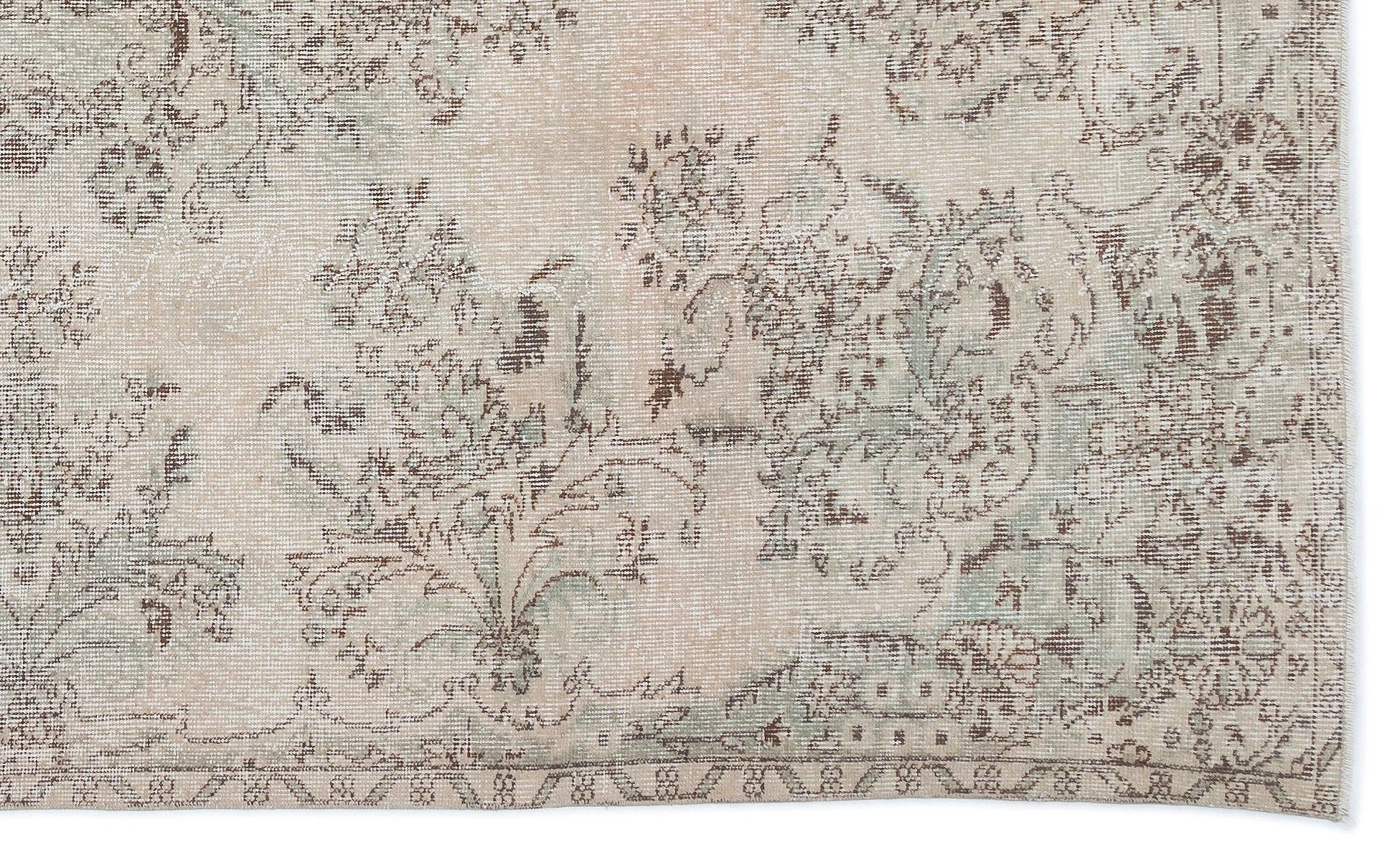 Atina Beige Vintage Wool Handmade Area Rug 5'6" x 9'3"
