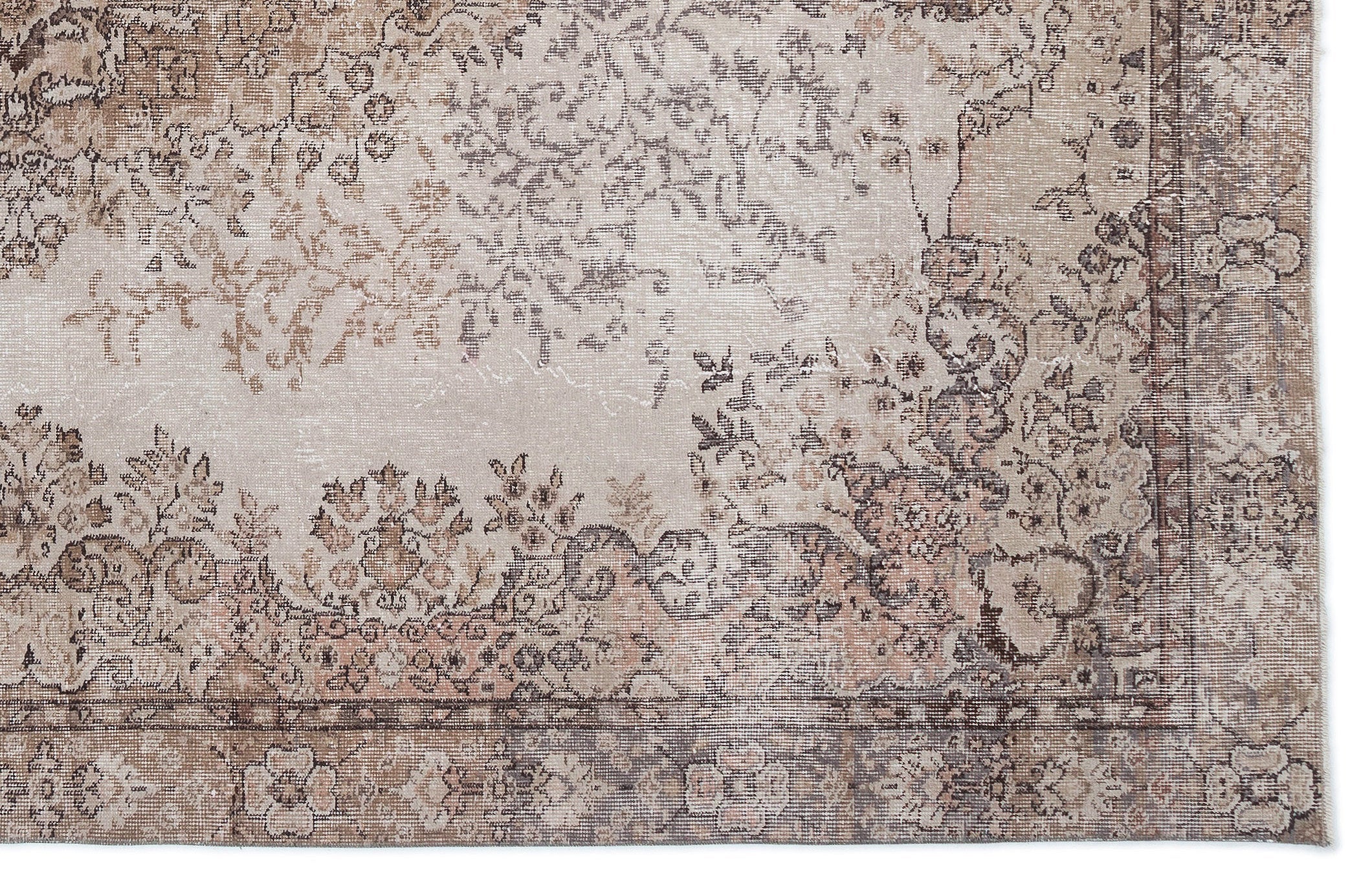Atina Beige Vintage Wool Handmade Area Rug 6'4" x 9'11"