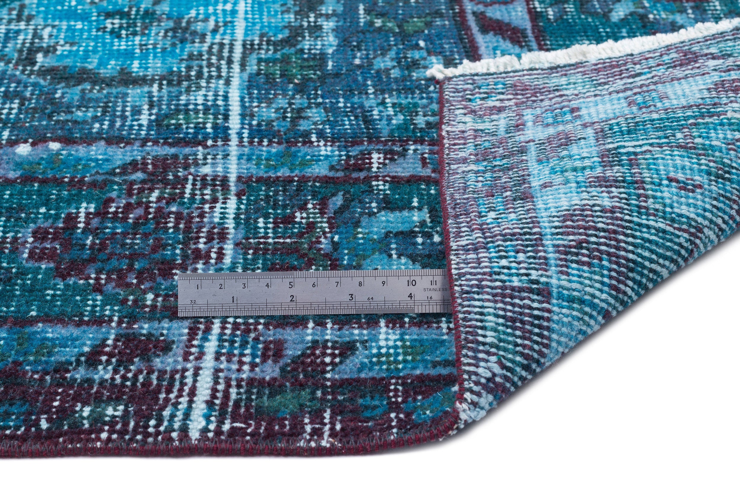 Atina Turquoise Vintage Wool Handmade Area Rug 6'6" x 11'0"