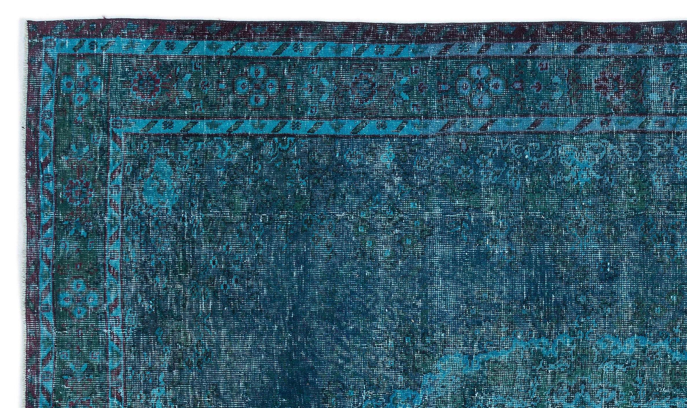 Atina Turquoise Vintage Wool Handmade Area Rug 6'6" x 11'0"