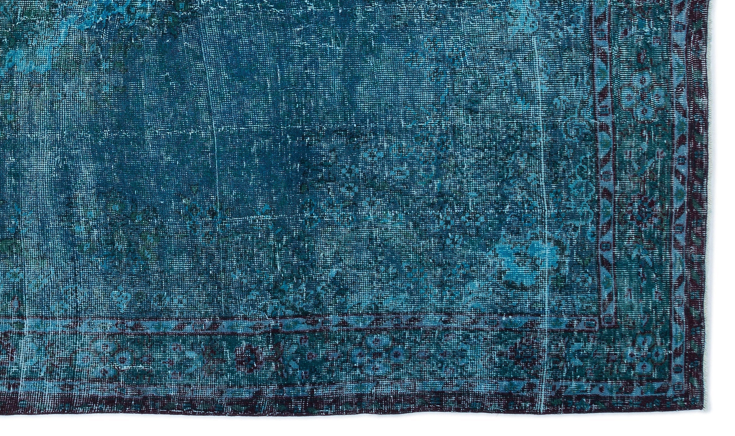 Atina Turquoise Vintage Wool Handmade Area Rug 6'6" x 11'0"