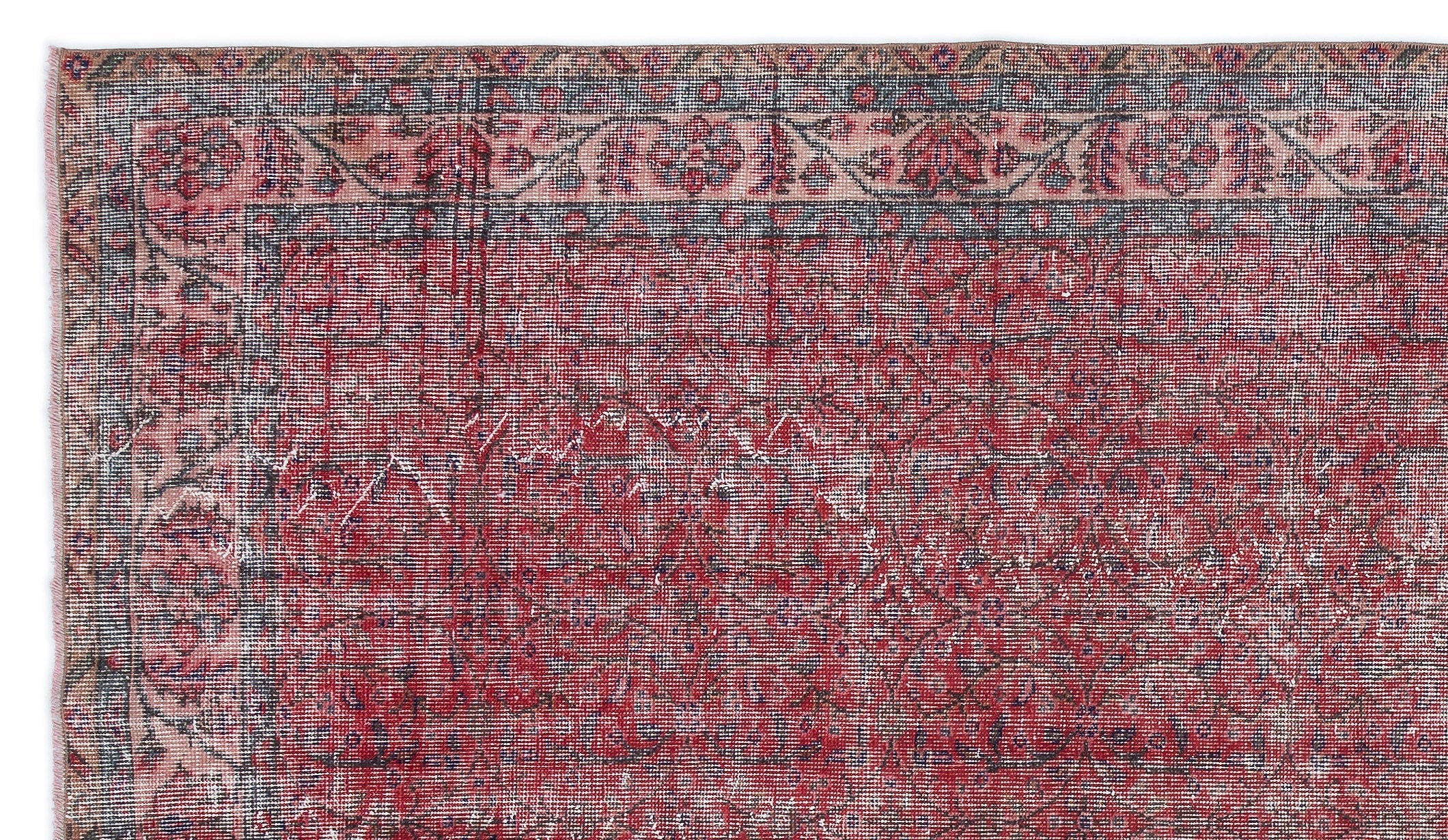 Atina Red Vintage Wool Handmade Area Rug 6'2" x 9'0"