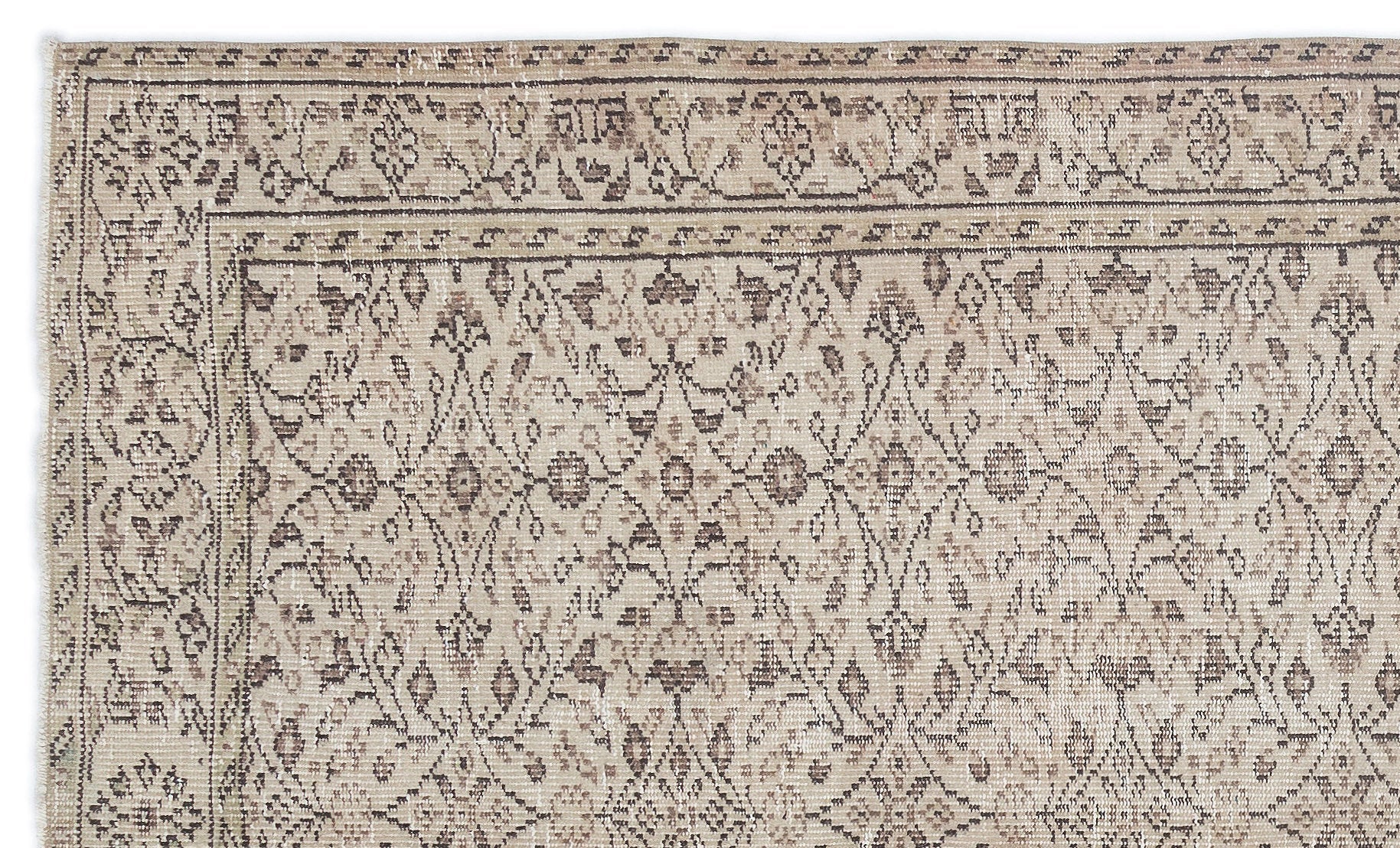 Atina Beige Vintage Wool Handmade Area Rug 5'1" x 8'6"