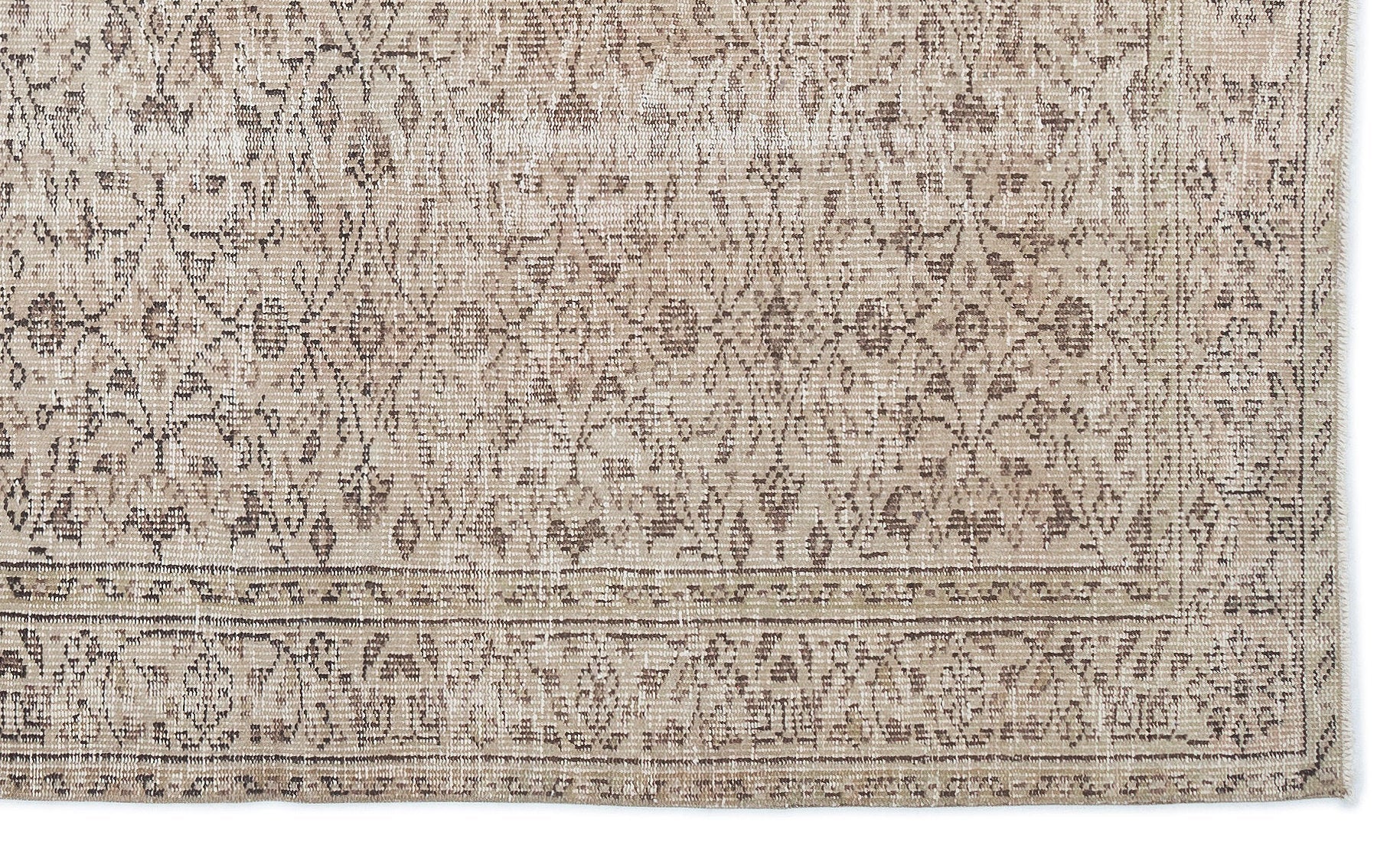 Atina Beige Vintage Wool Handmade Area Rug 5'1" x 8'6"