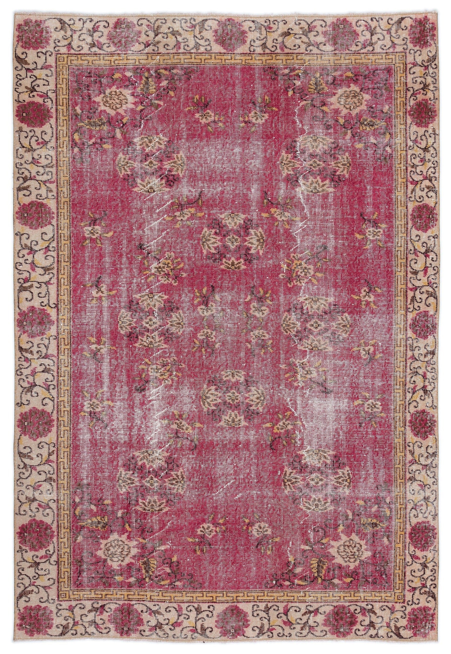 Atina Red Vintage Wool Handmade Area Rug 4'4" x 11'2"