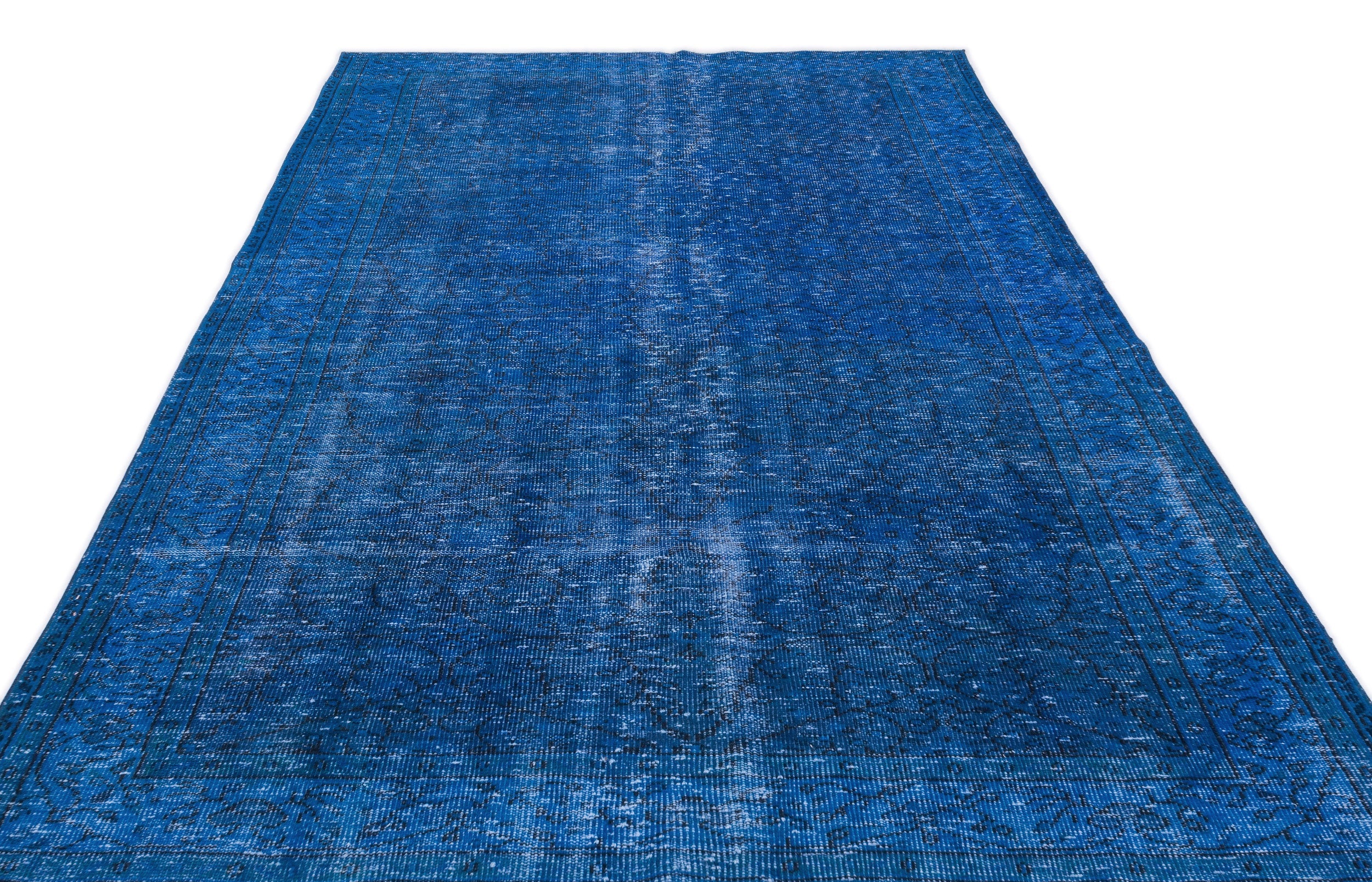 Atina Turquoise Vintage Wool Handmade Area Rug 6'1" x 9'9"