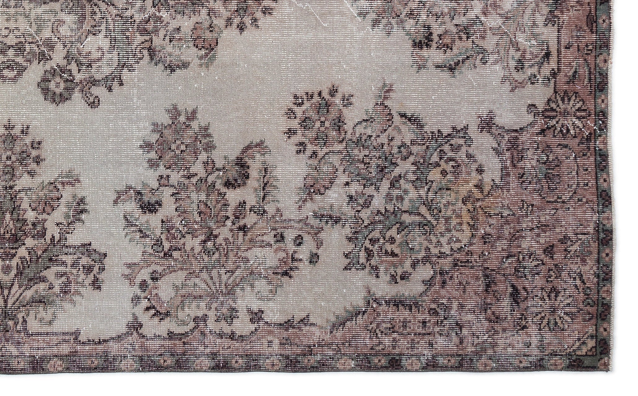Atina Beige Vintage Wool Handmade Area Rug 6'8" x 8'8"