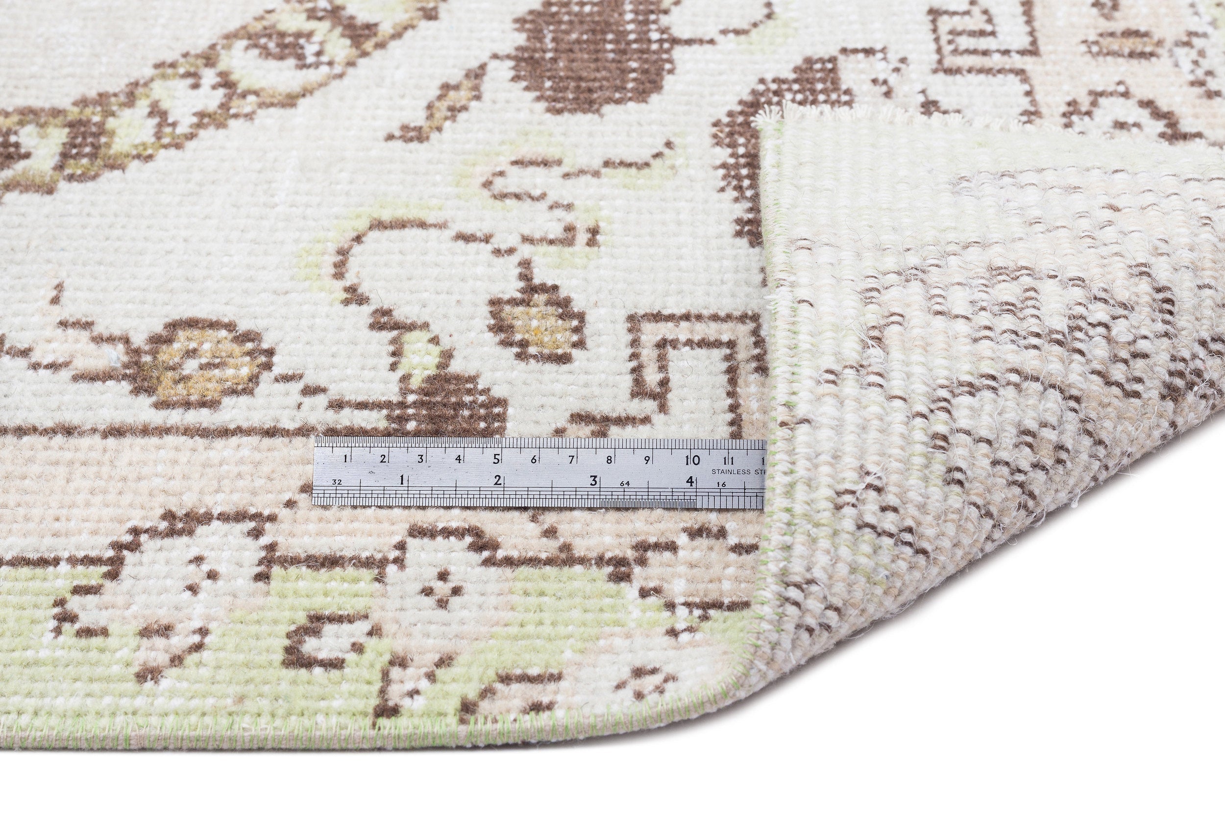 Atina Cream Vintage Wool Handmade Area Rug 5'4" x 9'8"