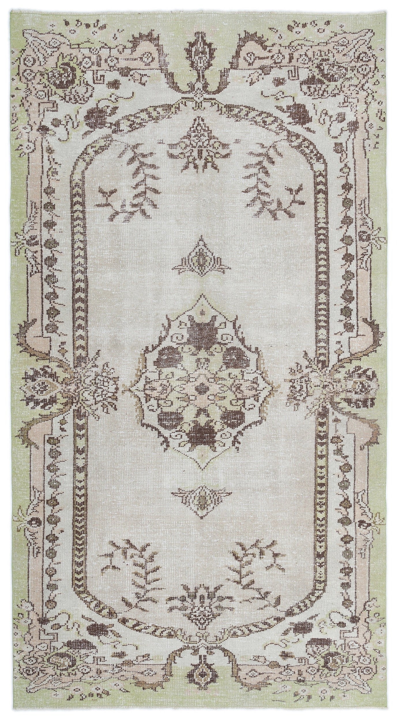 Atina Cream Vintage Wool Handmade Area Rug 5'4" x 9'8"
