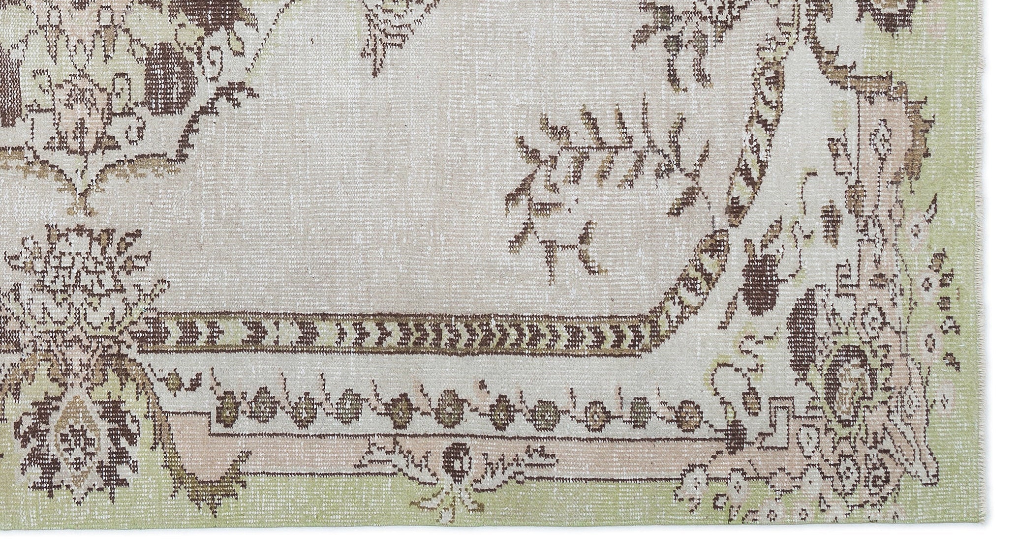 Atina Cream Vintage Wool Handmade Area Rug 5'4" x 9'8"