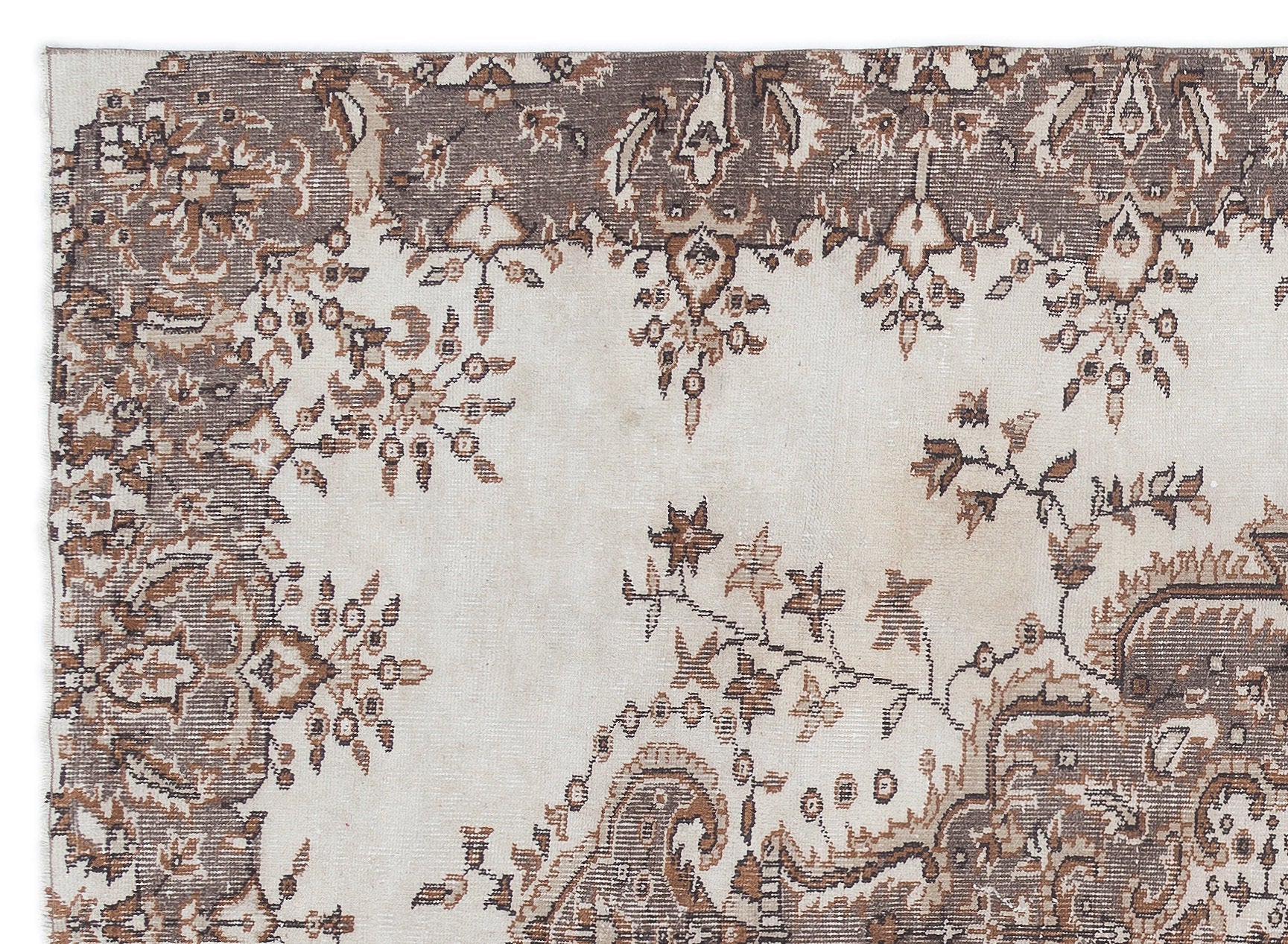 Atina Beige Vintage Wool Handmade Area Rug 5'5" x 8'9"