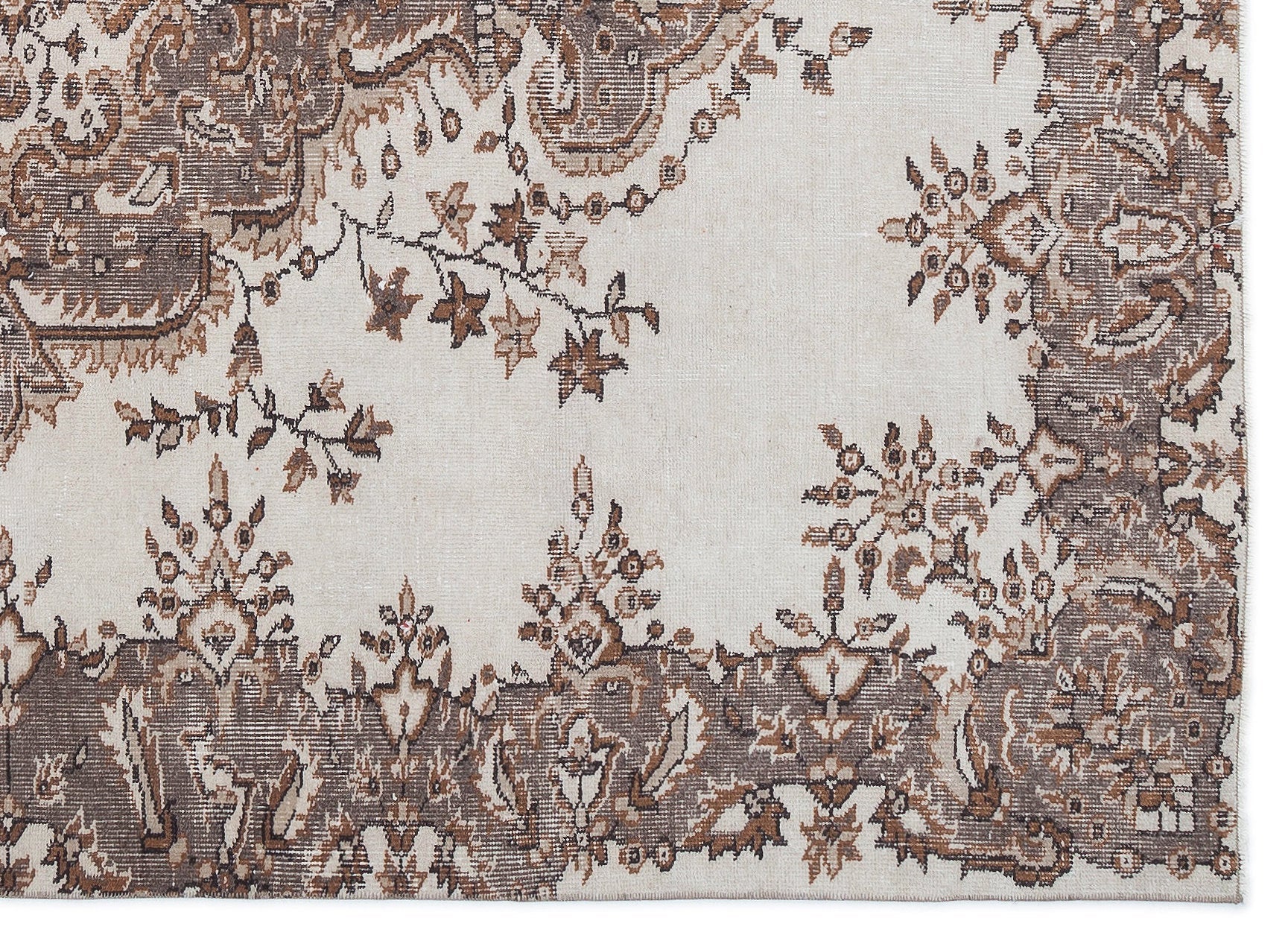 Atina Beige Vintage Wool Handmade Area Rug 5'5" x 8'9"