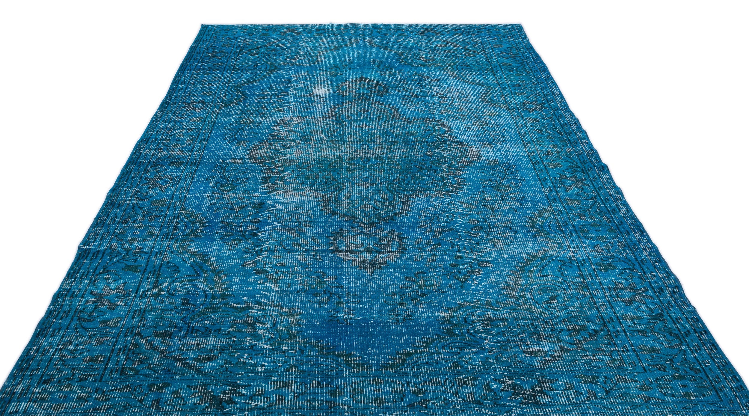 Atina Turquoise Vintage Wool Handmade Area Rug 5'11" x 10'0"