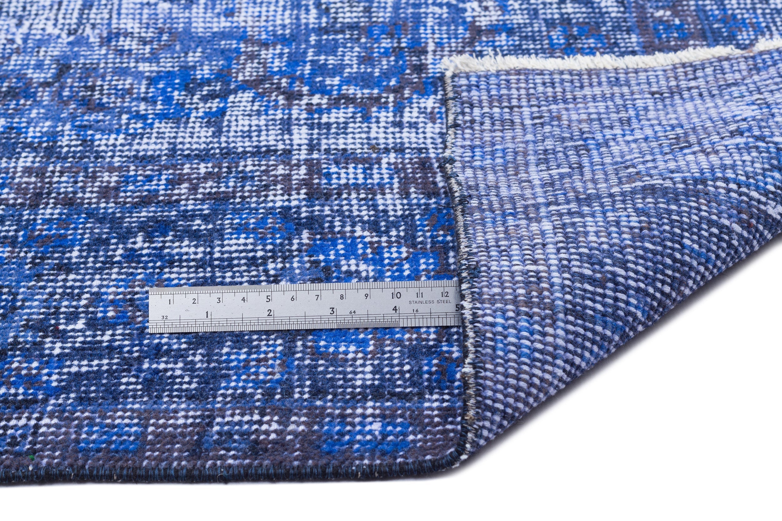 Atina Blue Vintage Wool Handmade Area Rug 6'4" x 10'7"
